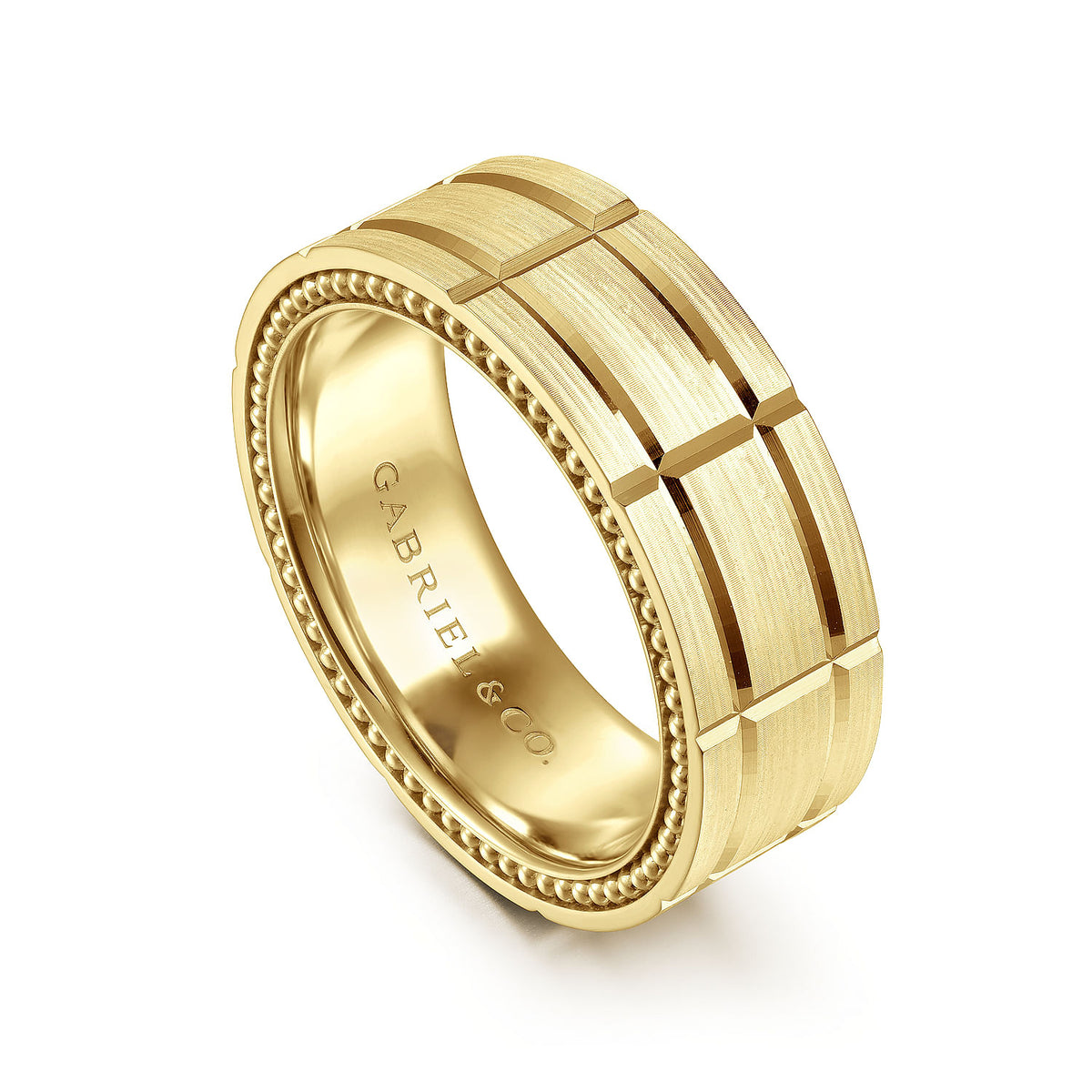 14K Yellow Gold 8mm Mens Wedding Band in Satin Finish