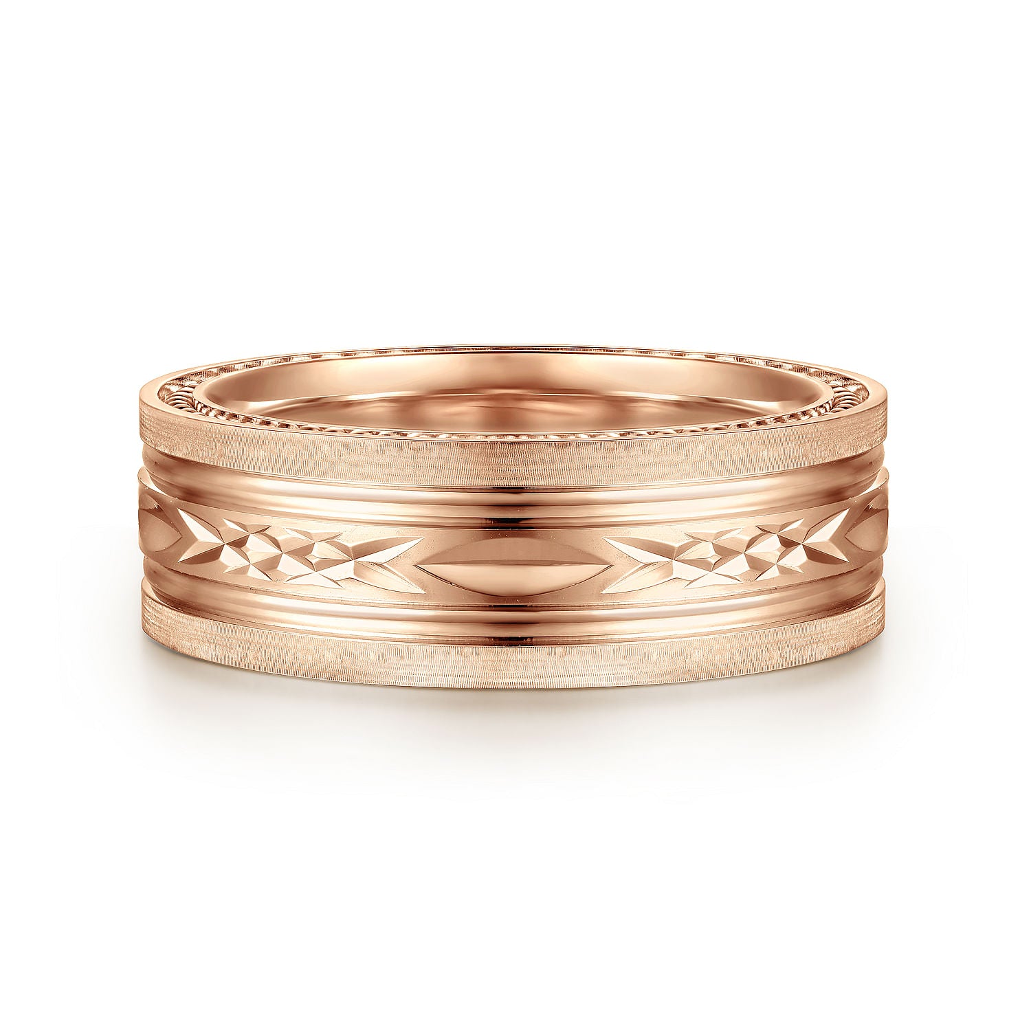 14K Rose Gold 8mm Mens Wedding Band in Satin Finish