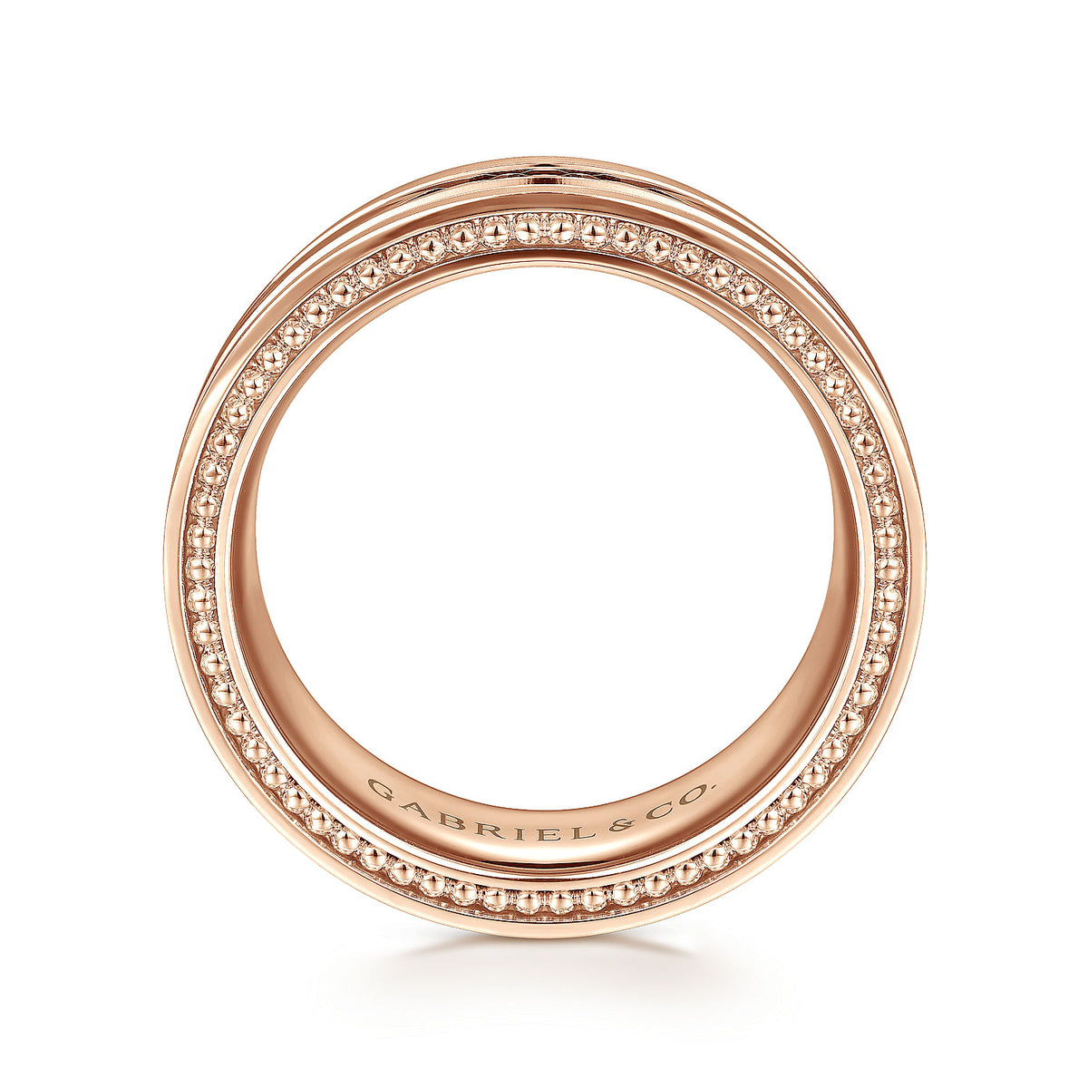 14K Rose Gold 8mm Mens Wedding Band in Satin Finish