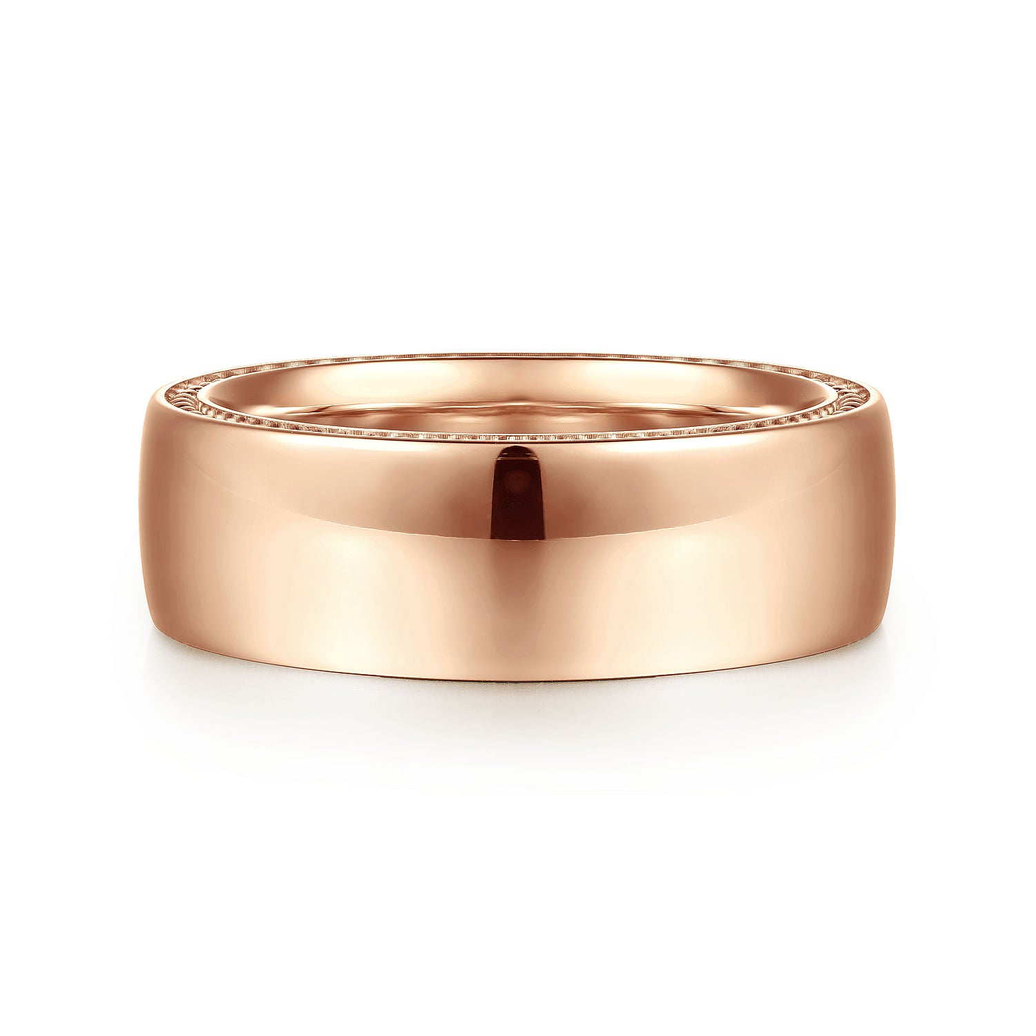 14K Rose Gold 8mm Mens Wedding Band in High Polished Finish