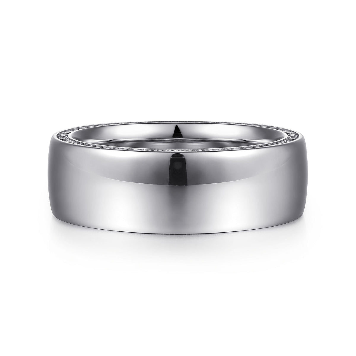 14K White Gold 8mm - Men&#39;s Wedding Band in High Polished Finish