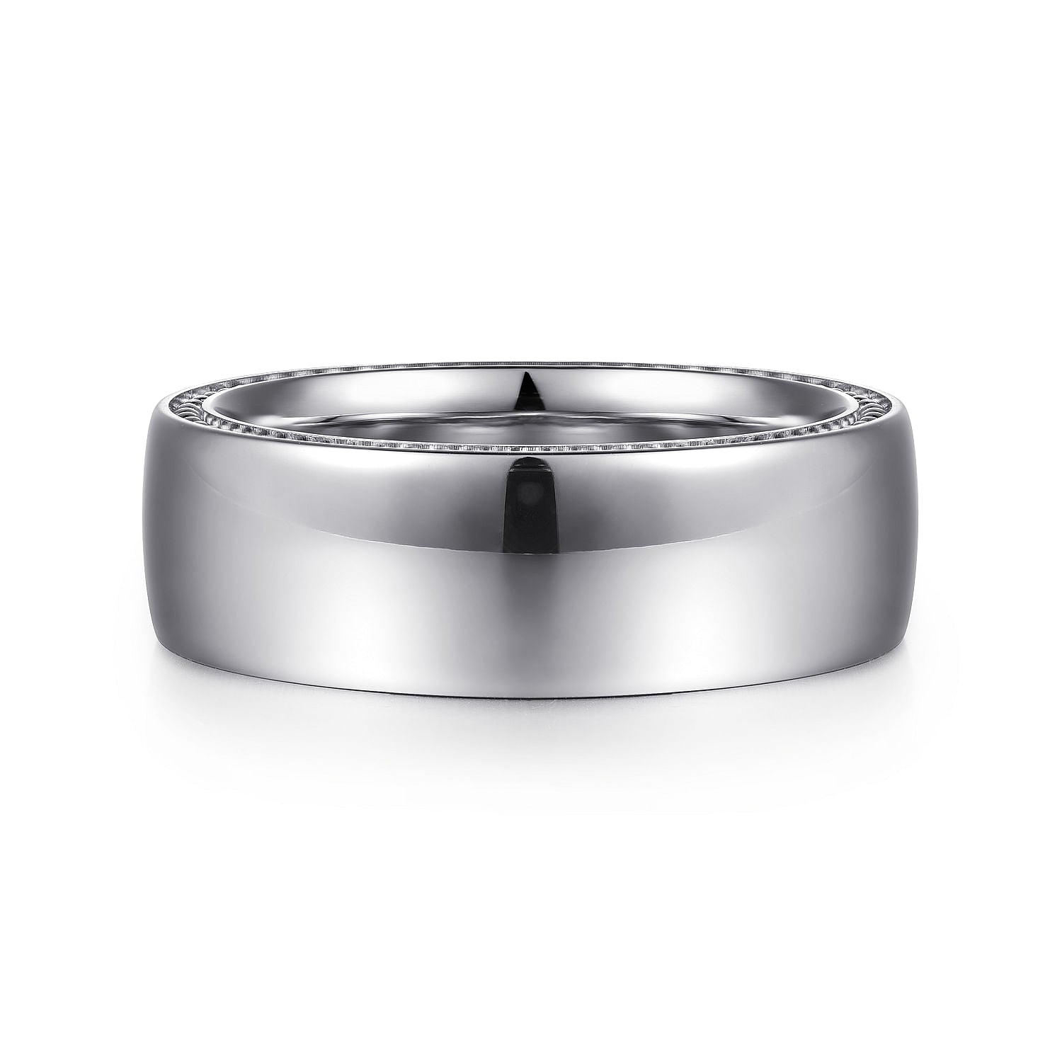 14K White Gold 8mm - Men's Wedding Band in High Polished Finish