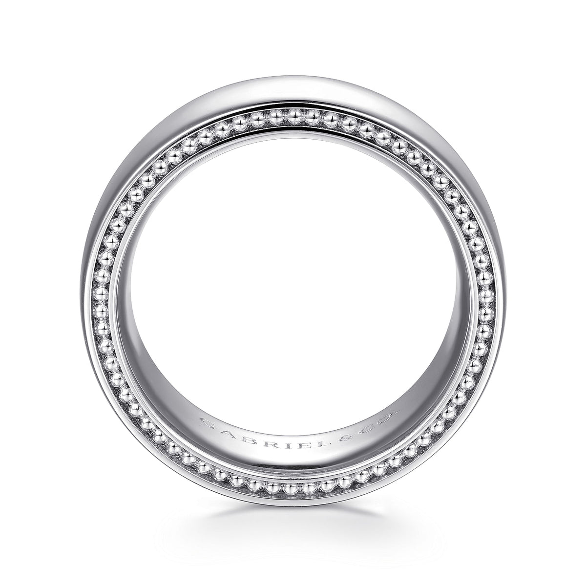 14K White Gold 8mm - Men&#39;s Wedding Band in High Polished Finish