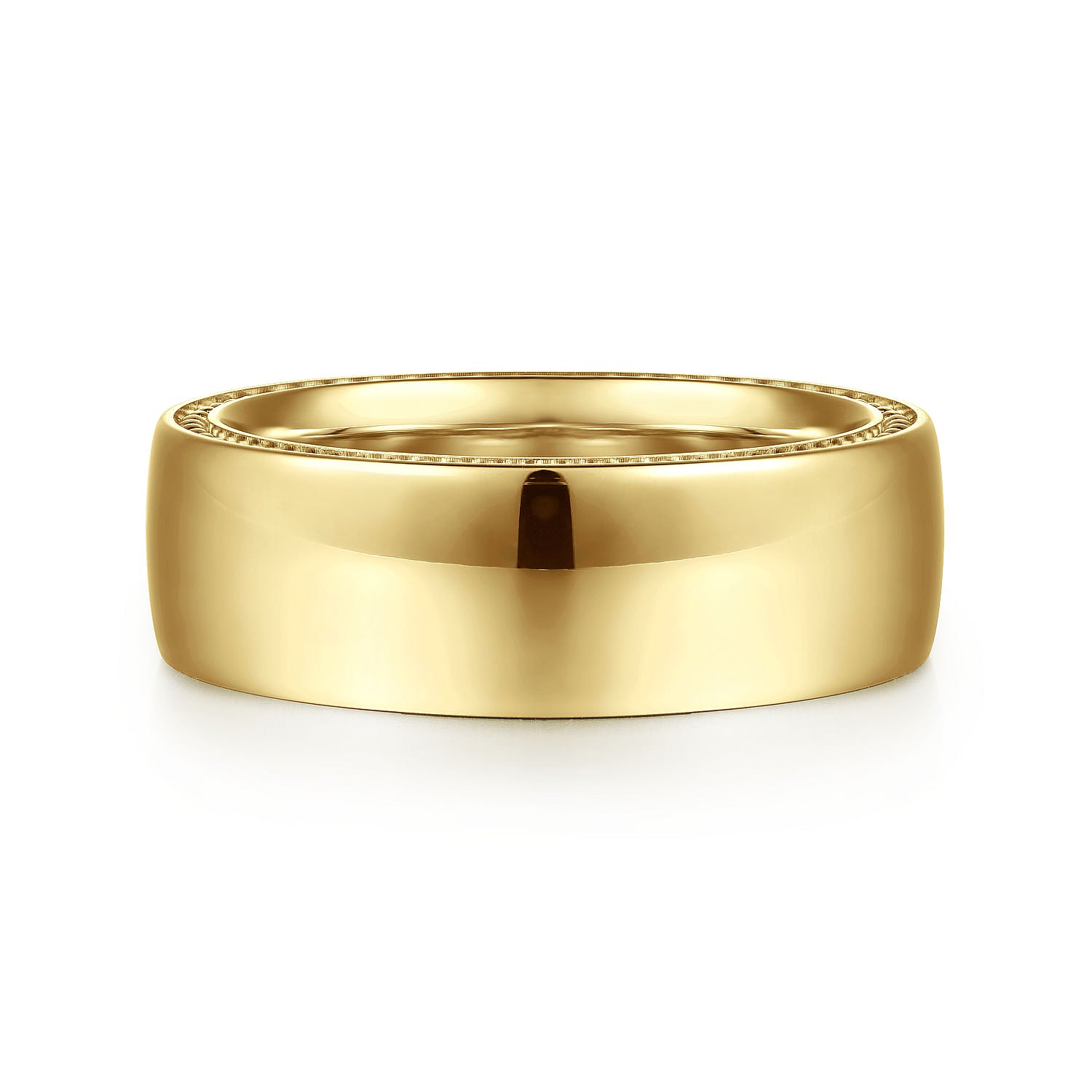 14K Yellow Gold 8mm Mens Wedding Band in High Polished Finish