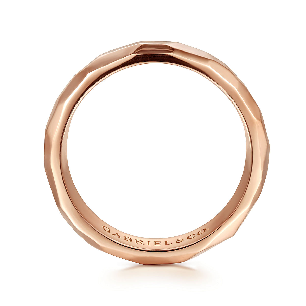 14K Rose Gold 7mm Mens Wedding Band in High Polished Finish