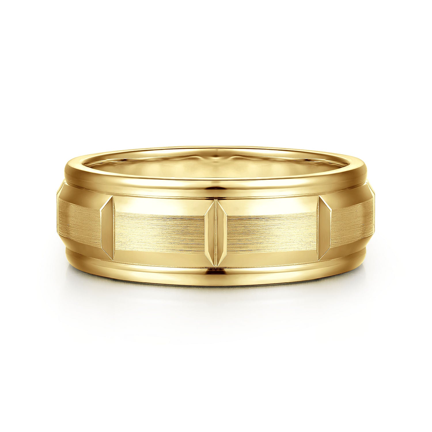 14K Yellow Gold 8mm Mens Wedding Band in Satin Finish