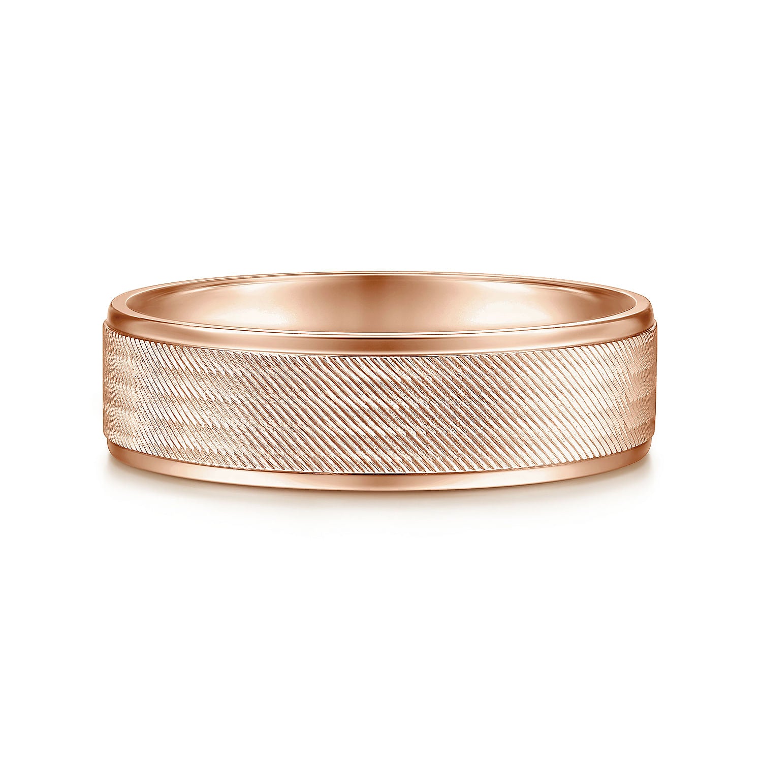 14K Rose Gold 6mm - Men's Wedding Band in Brushed Finish