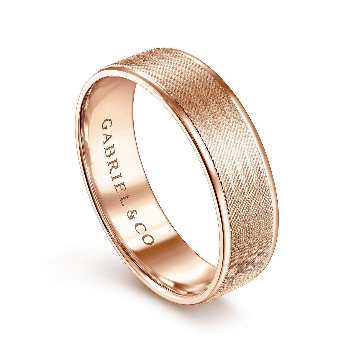 14K Rose Gold 6mm - Men&#39;s Wedding Band in Brushed Finish