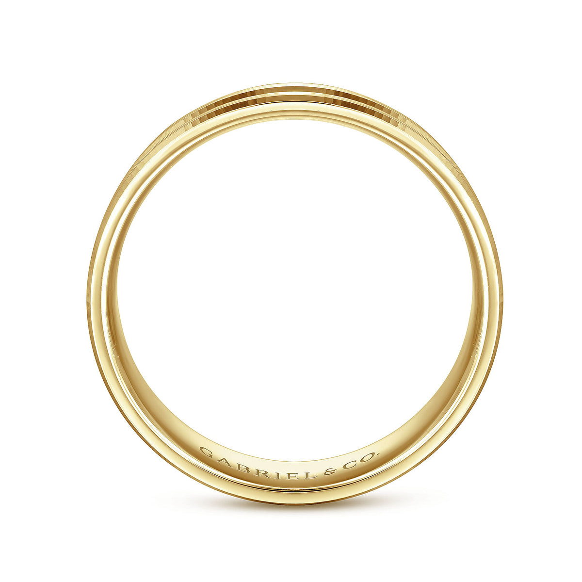 14K Yellow Gold 6mm - Carved Men&#39;s Wedding Band in Satin Finish