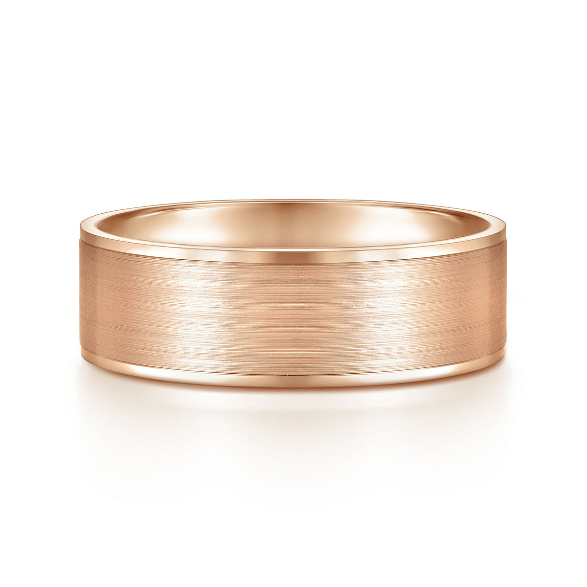 14K Rose Gold 7mm - Men&#39;s Wedding Band in Satin Finish