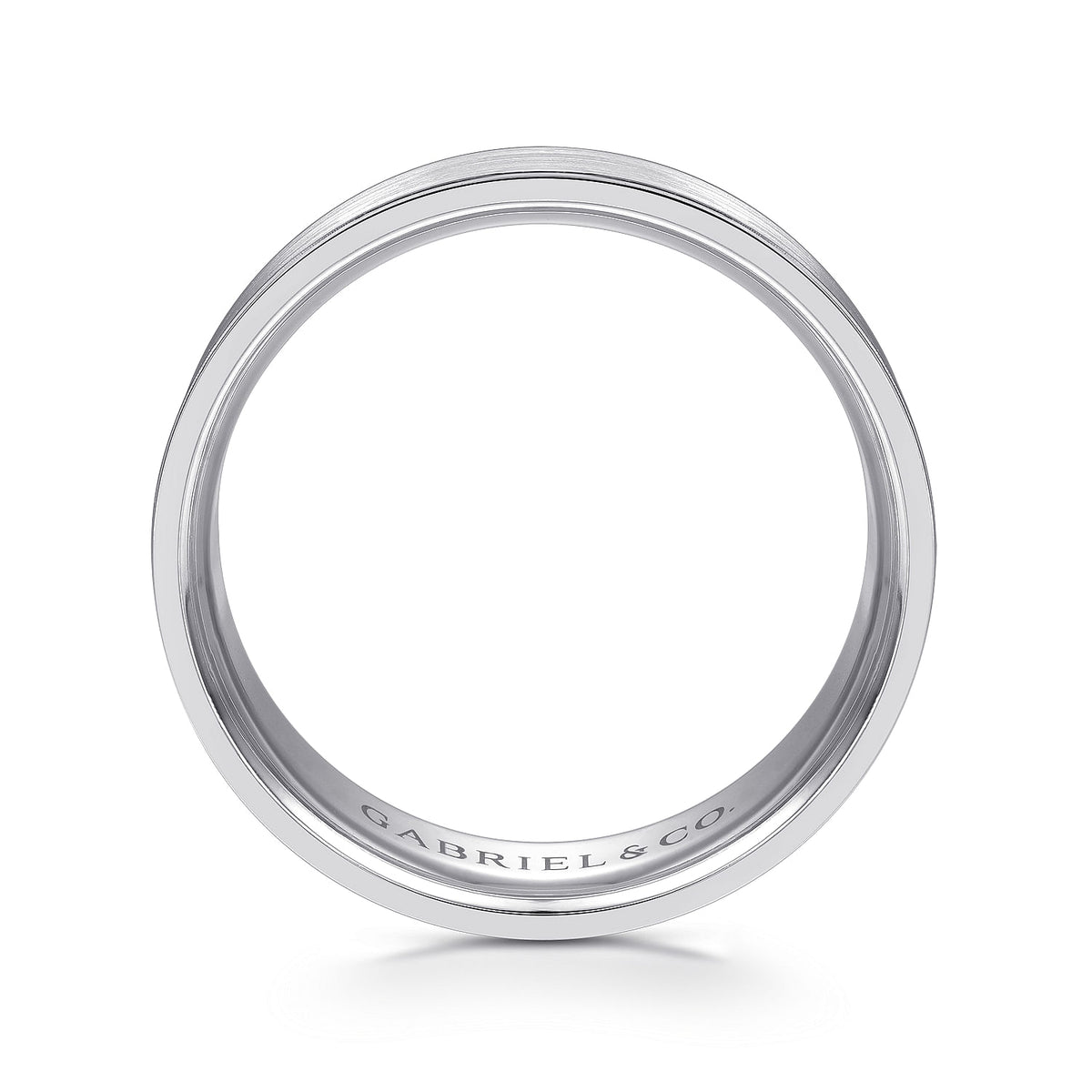 14K White Gold 7mm - Men&#39;s Wedding Band in Satin Finish