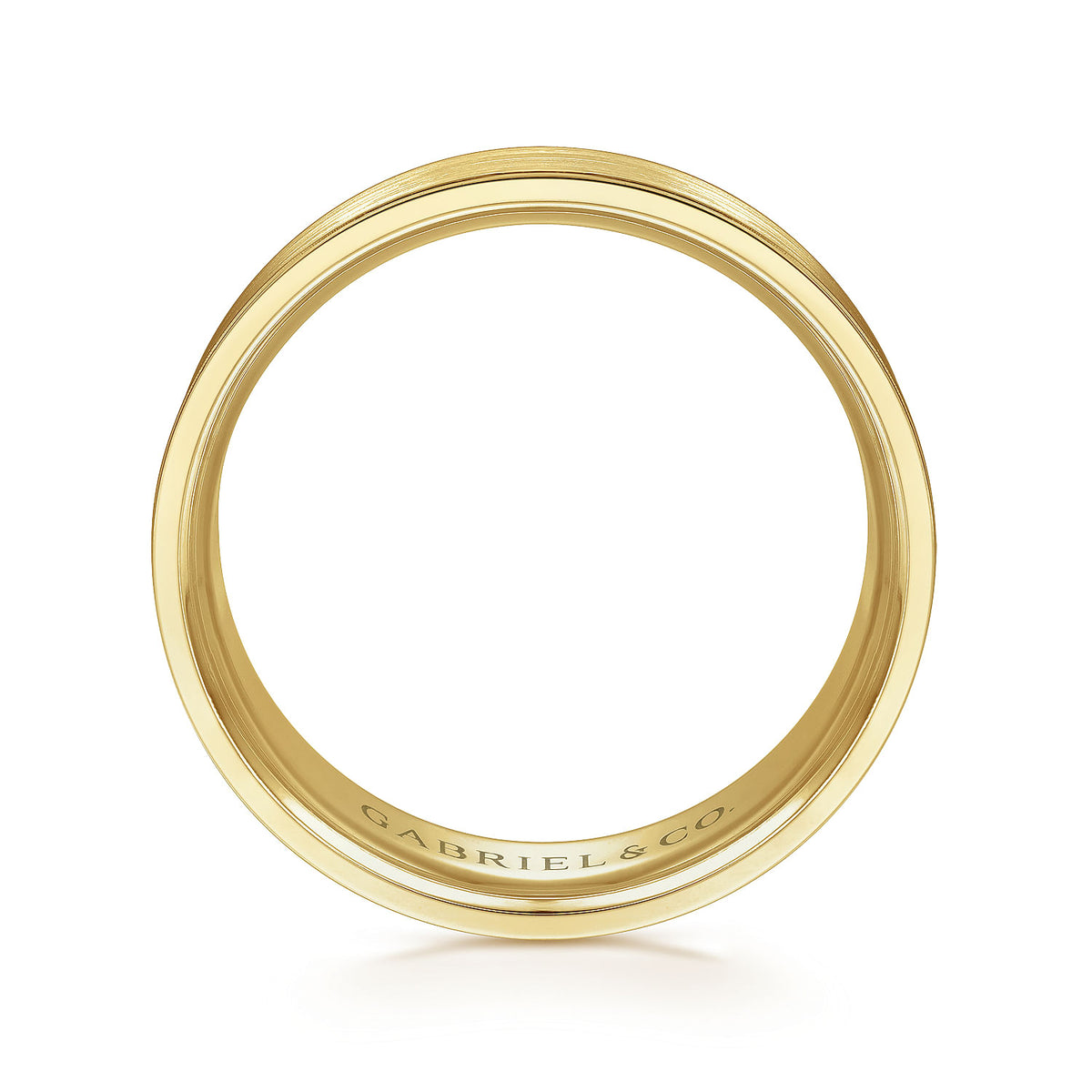 14K Yellow Gold 7mm - Men&#39;s Wedding Band in Satin Finish