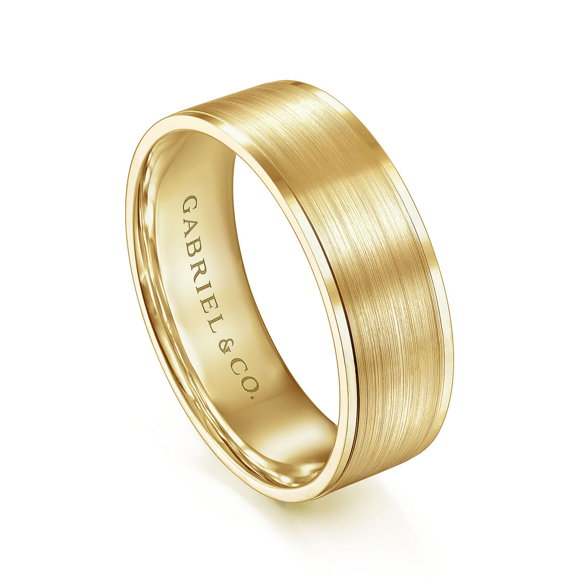 14K Yellow Gold 7mm - Men&#39;s Wedding Band in Satin Finish