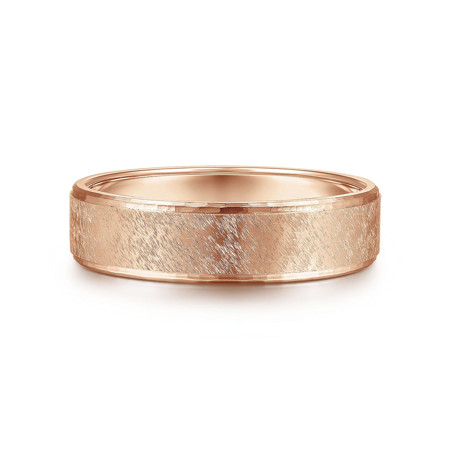 14K Rose Gold 6mm - Men's Wedding Band in Horizontal Brush Finish