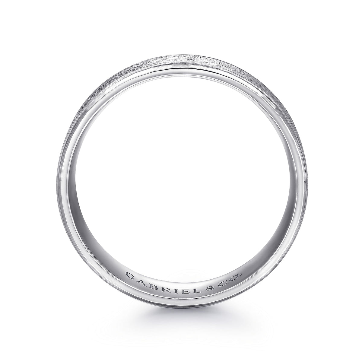 14K White Gold 6mm - Men&#39;s Wedding Band in Horizontal Brush Finish