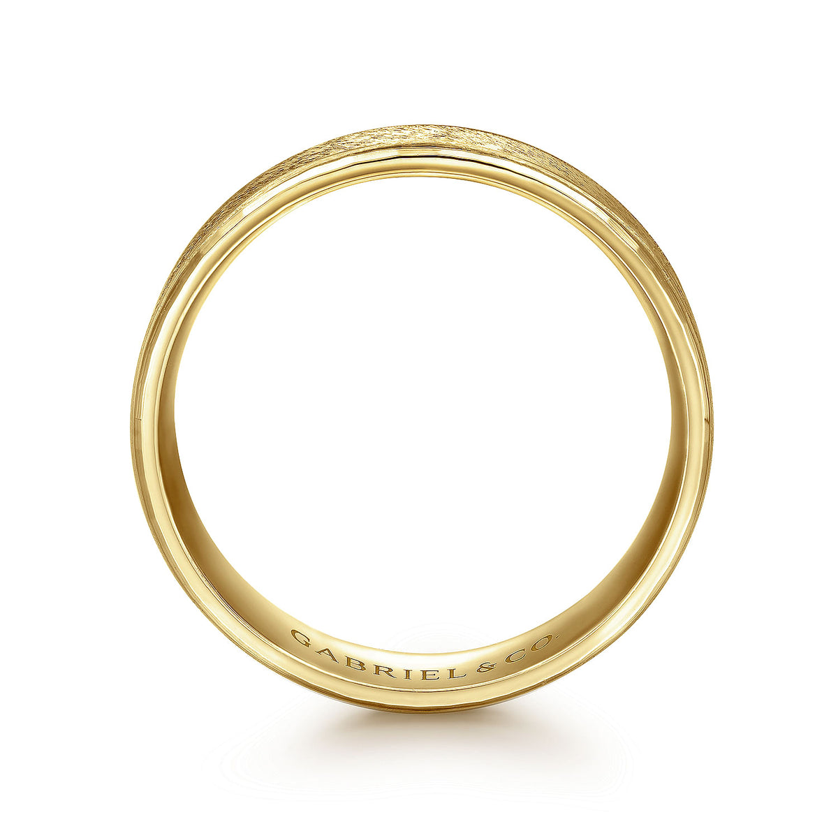 14K Yellow Gold 6mm - Men&#39;s Wedding Band in Horizontal Brush Finish
