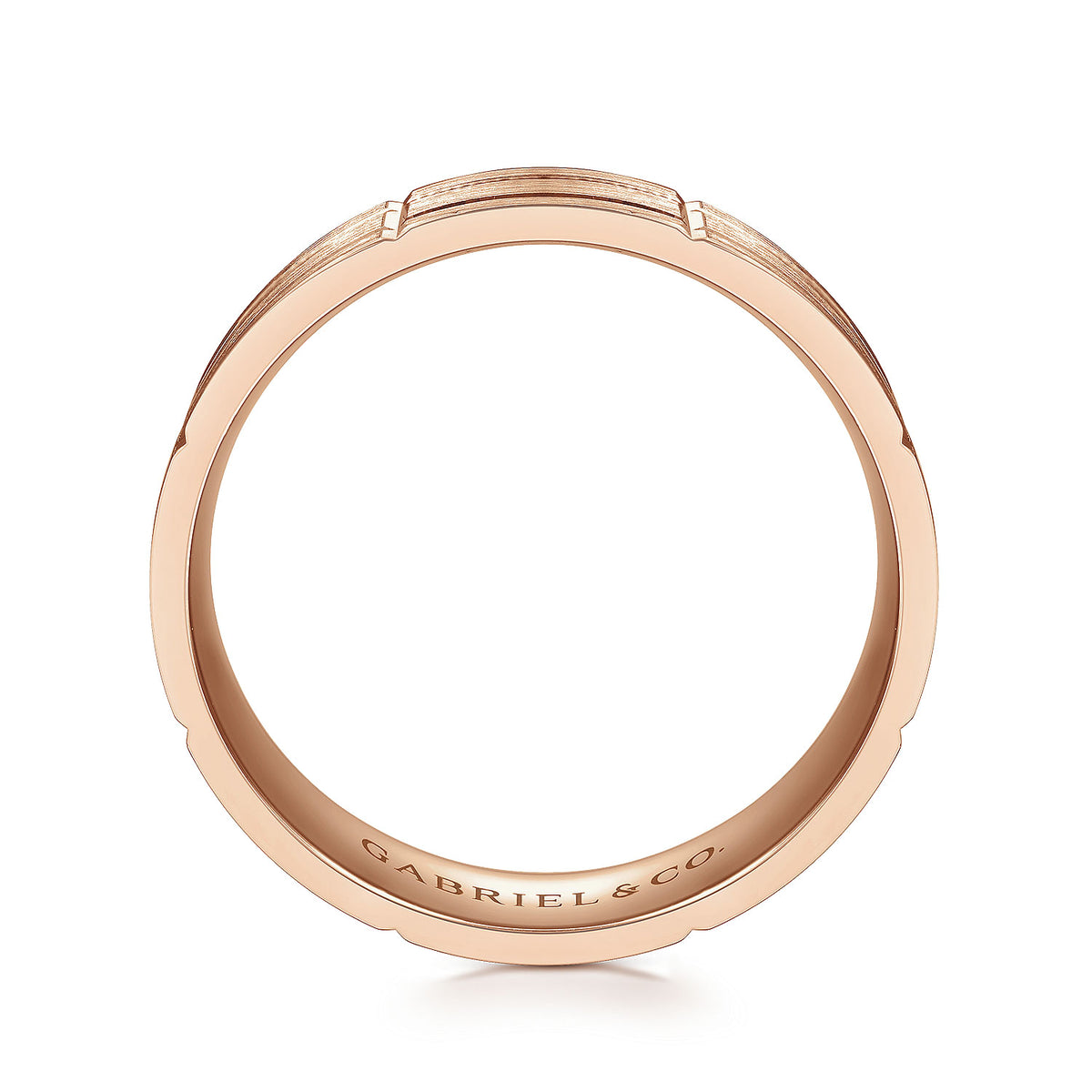 14K Rose Gold 6mm - Checkerboard Pattern Men&#39;s Wedding Band in Satin Finish