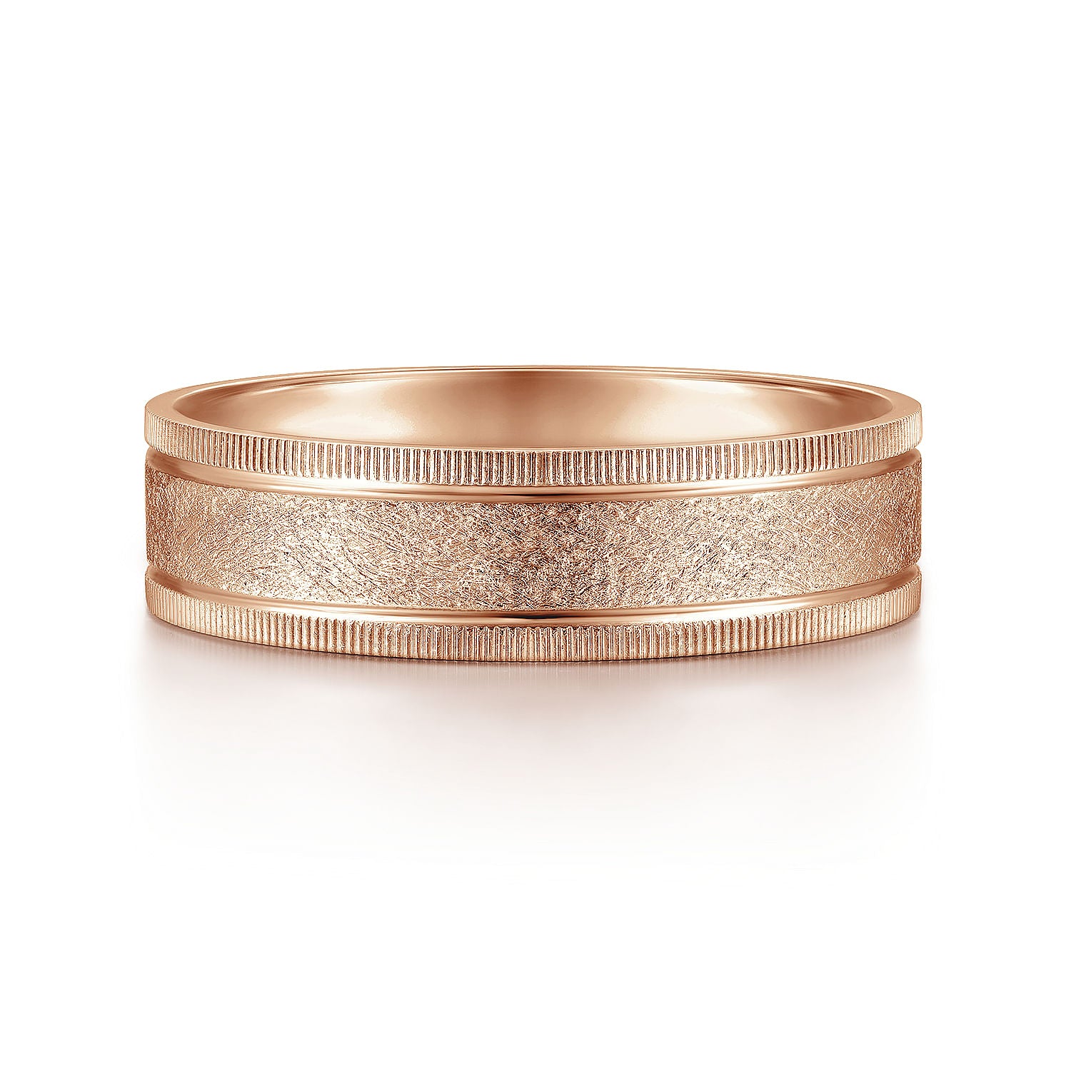 14K Rose Gold 6mm - Men's Wedding Band in Sandblast Finish