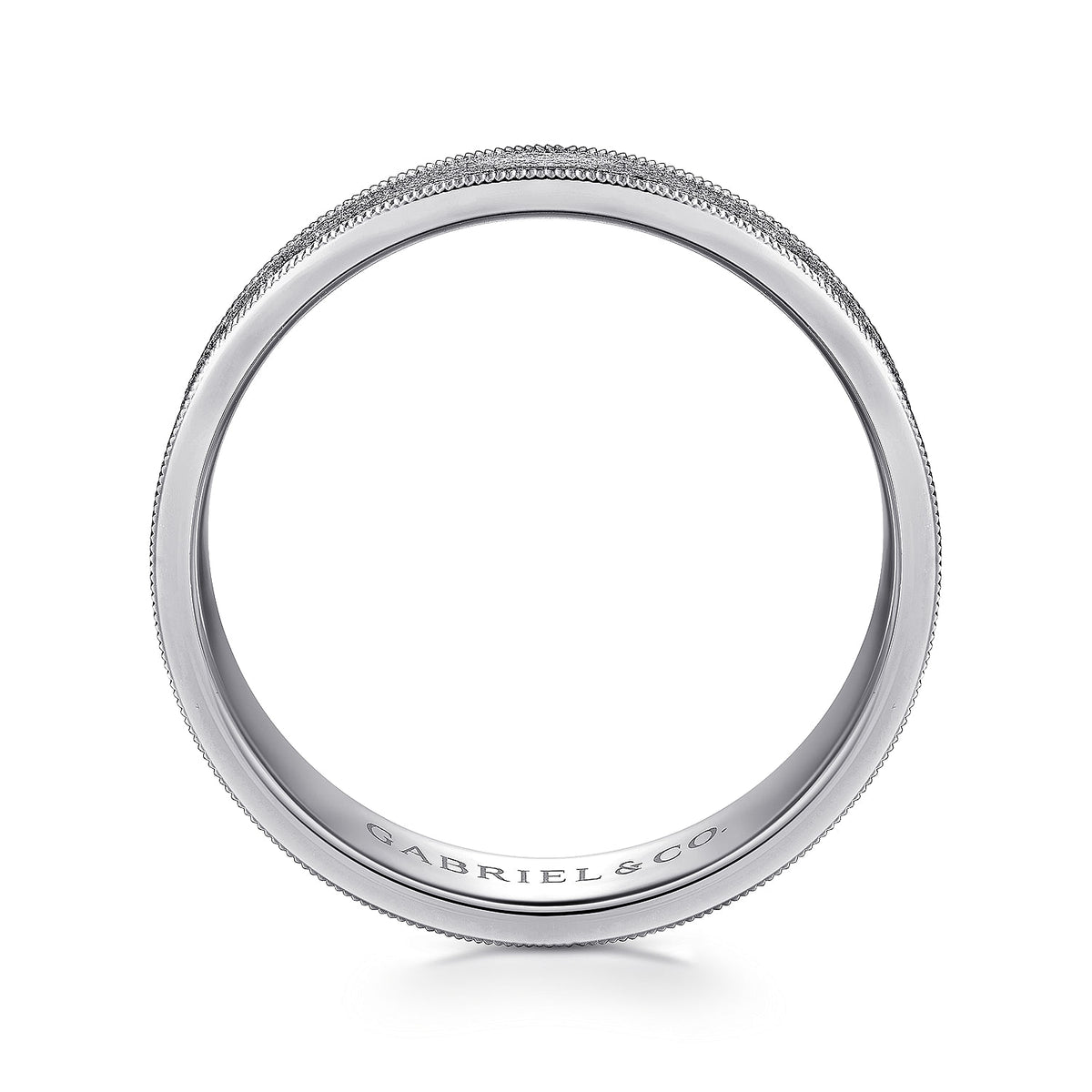 14K White Gold 6mm - Men&#39;s Wedding Band in Sandblast Finish