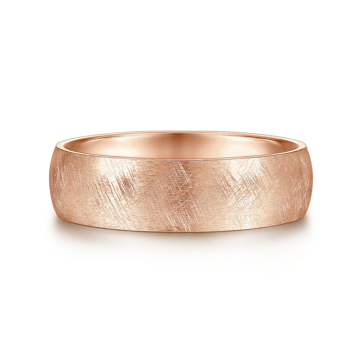 14K Rose Gold 6mm - Men&#39;s Wedding Band in Diamond Brush Finish