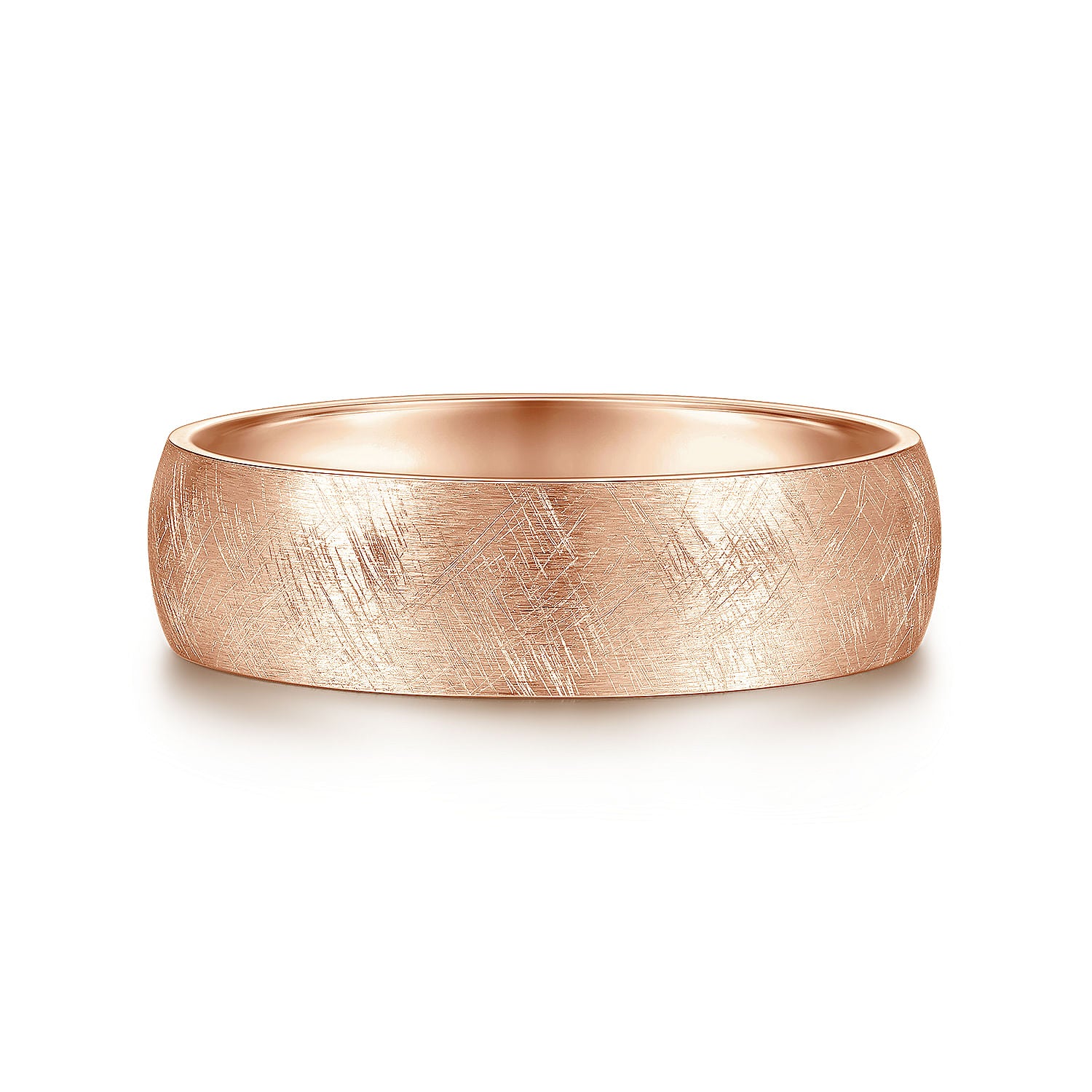 14K Rose Gold 6mm - Men's Wedding Band in Diamond Brush Finish