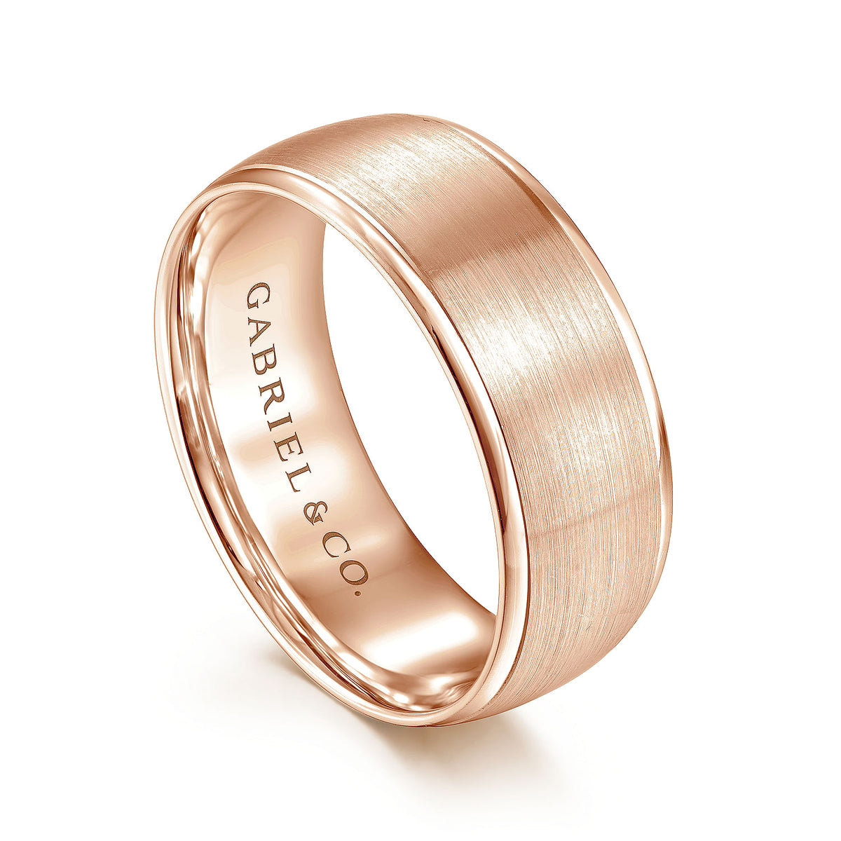 14K Rose Gold 8mm - Men&#39;s Wedding Band in Satin Finish