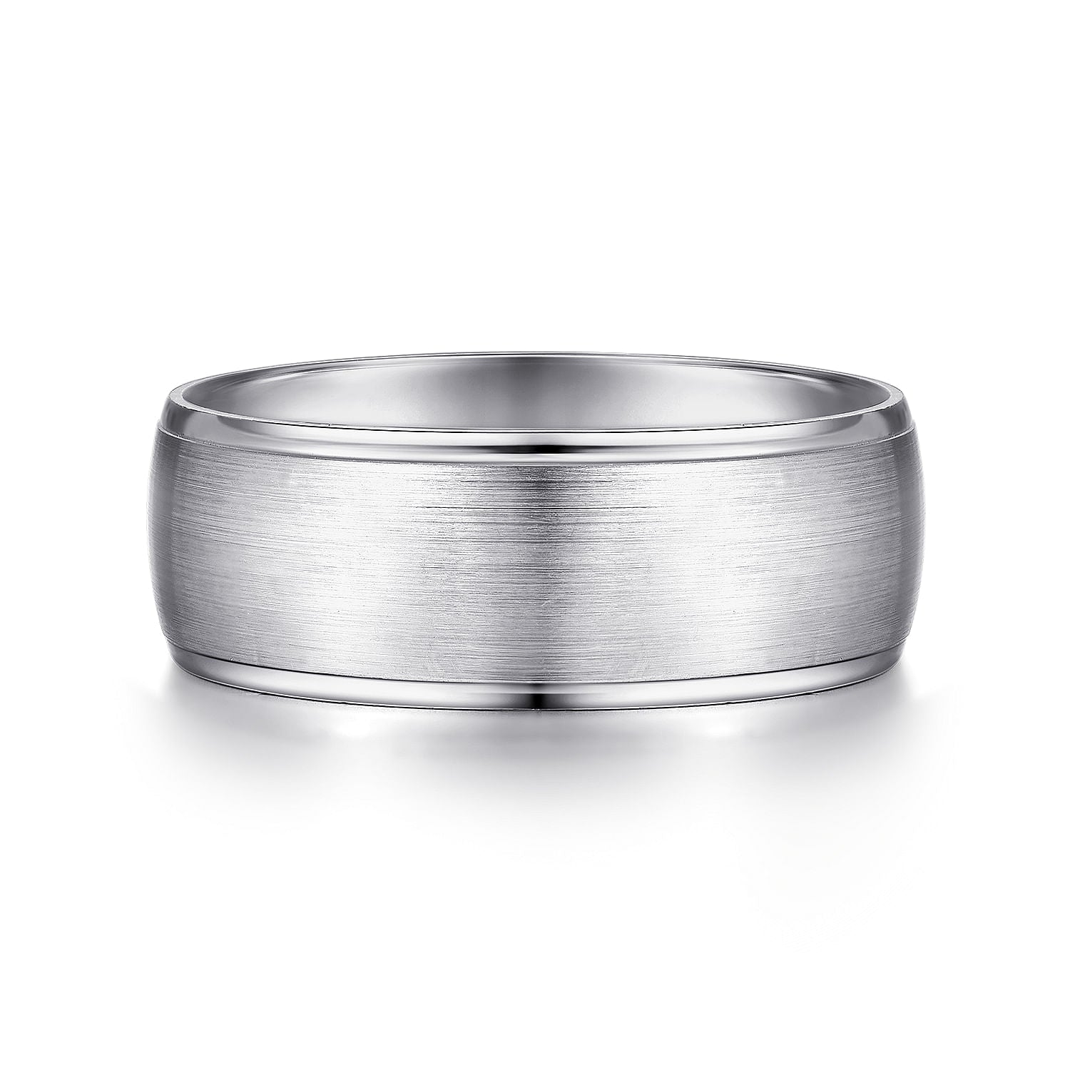 14K White Gold 8mm - Men's Wedding Band in Satin Finish