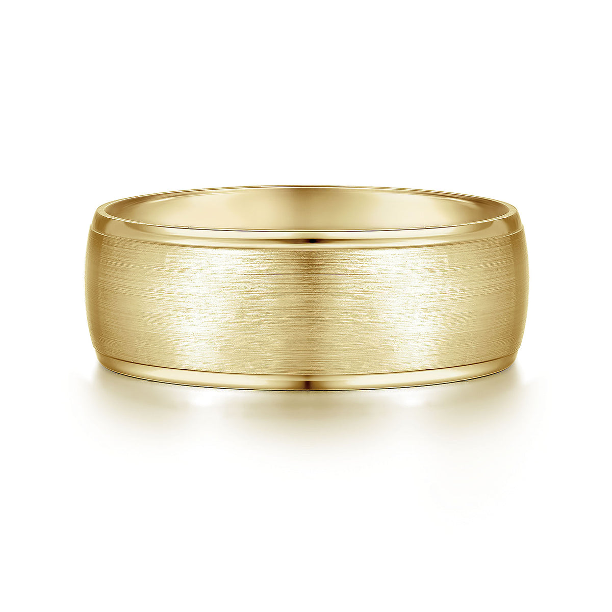 14K Yellow Gold 8mm - Men&#39;s Wedding Band in Satin Finish