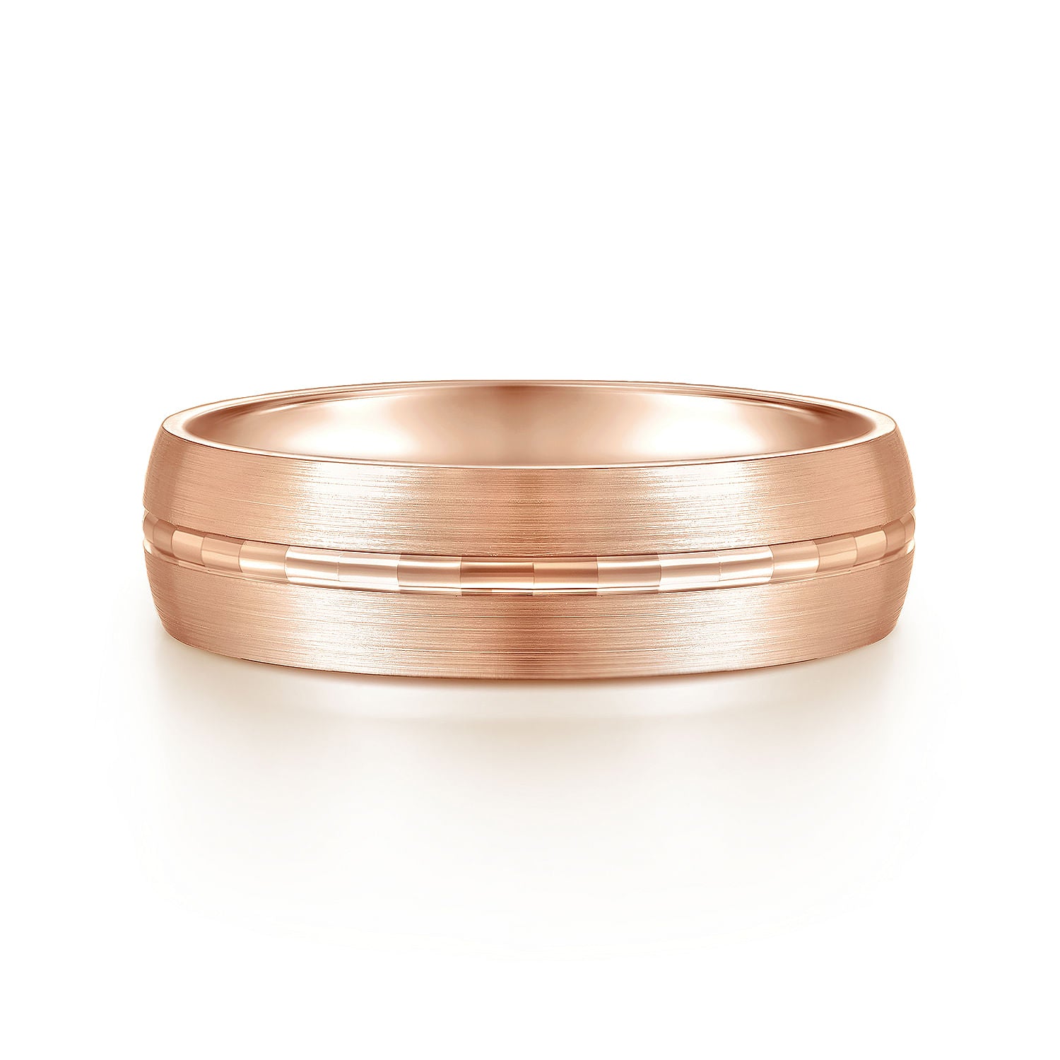 14K Rose Gold 6mm - Men's Wedding Band in Satin Finish