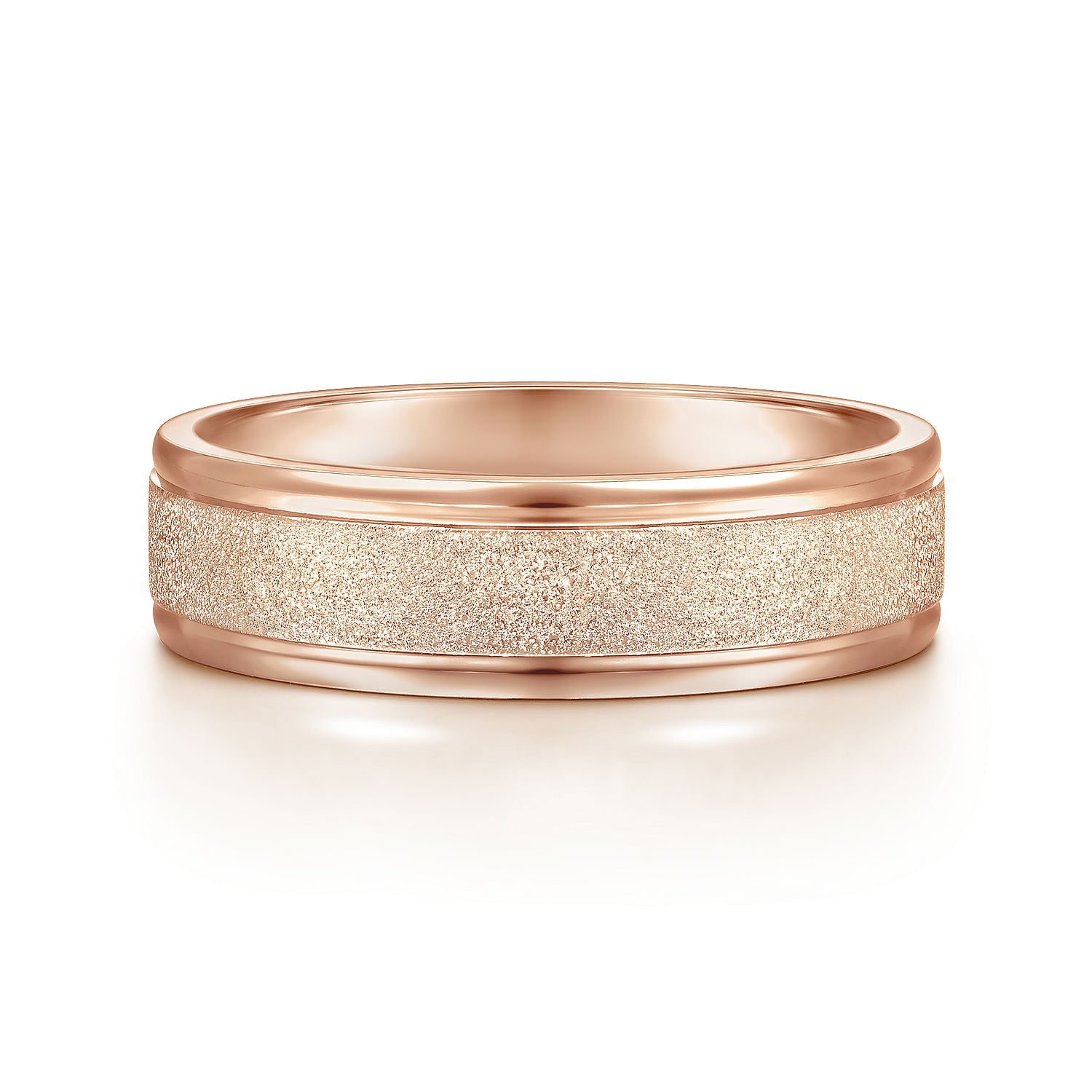 14K Rose Gold 6mm - Men's Wedding Band in Sand Blast Finish