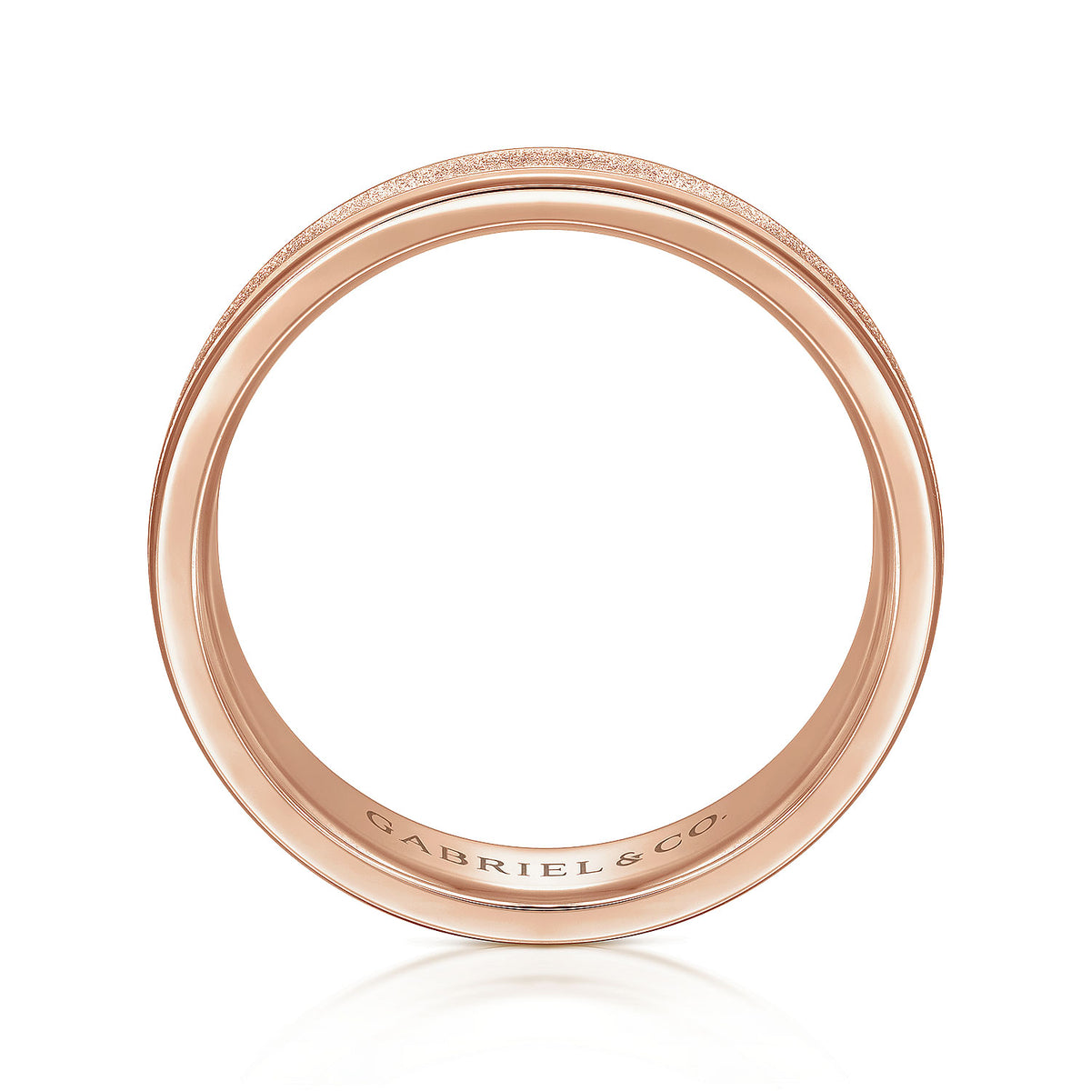 14K Rose Gold 6mm - Men&#39;s Wedding Band in Sand Blast Finish