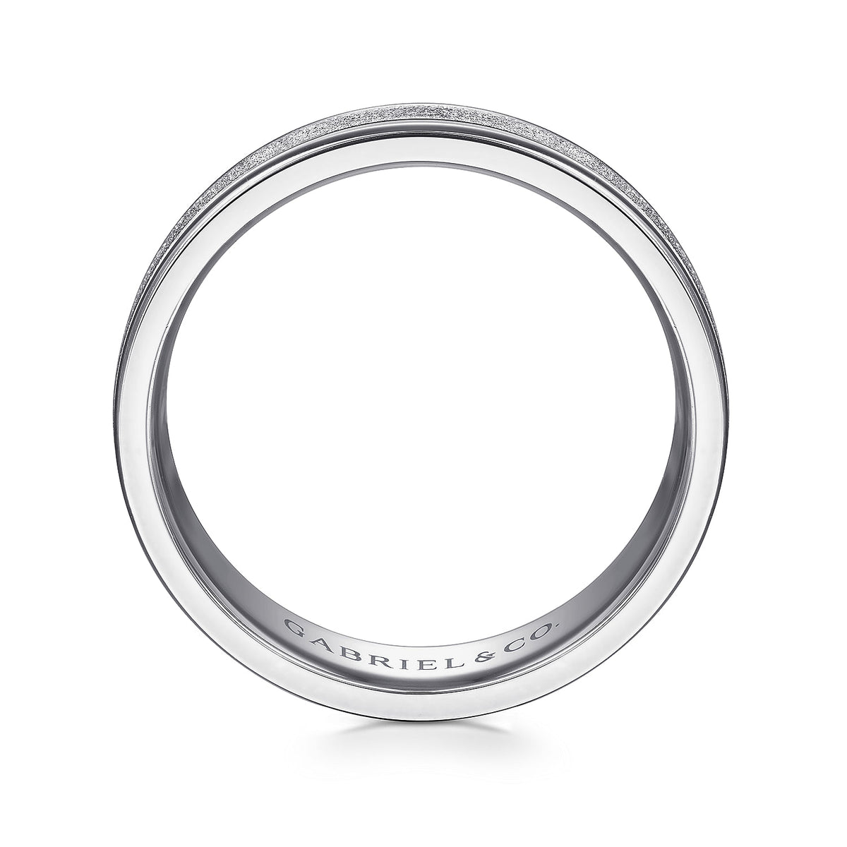 14K White Gold 6mm - Men&#39;s Wedding Band in Sand Blast Finish