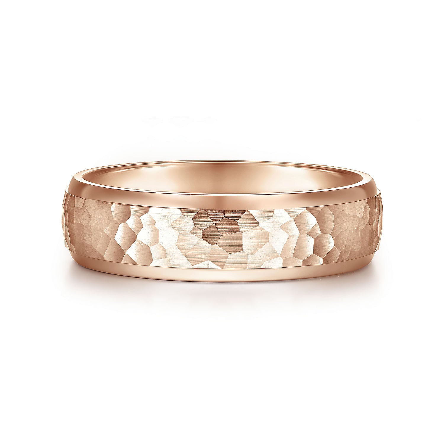 14K Rose Gold 6mm - Hammered Finish Men's Wedding Band