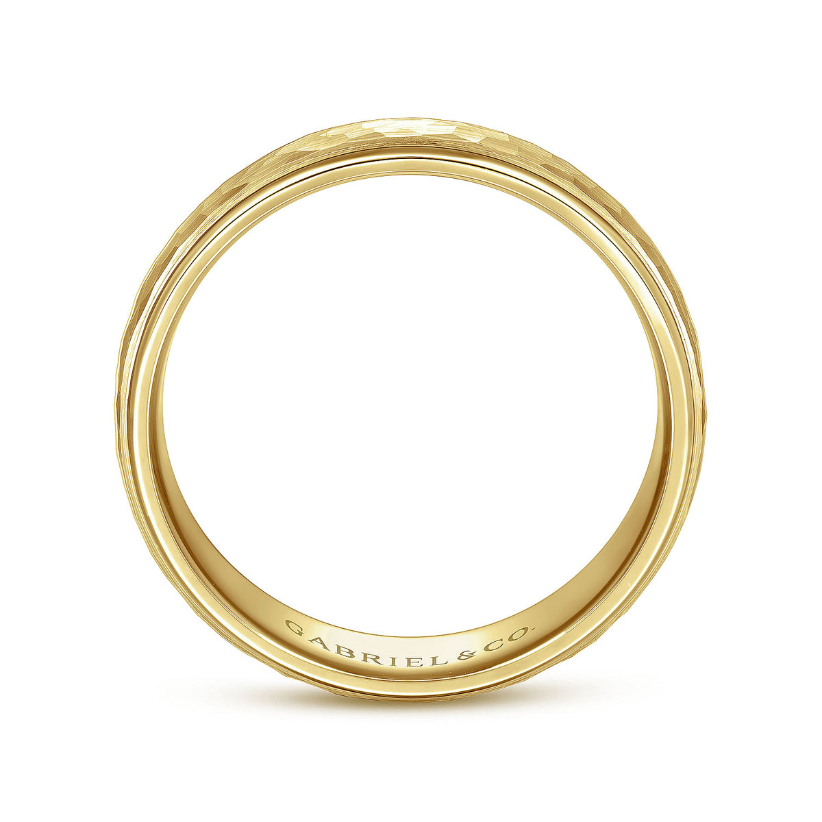 14K Yellow Gold 6mm - Hammered Finish Men&#39;s Wedding Band