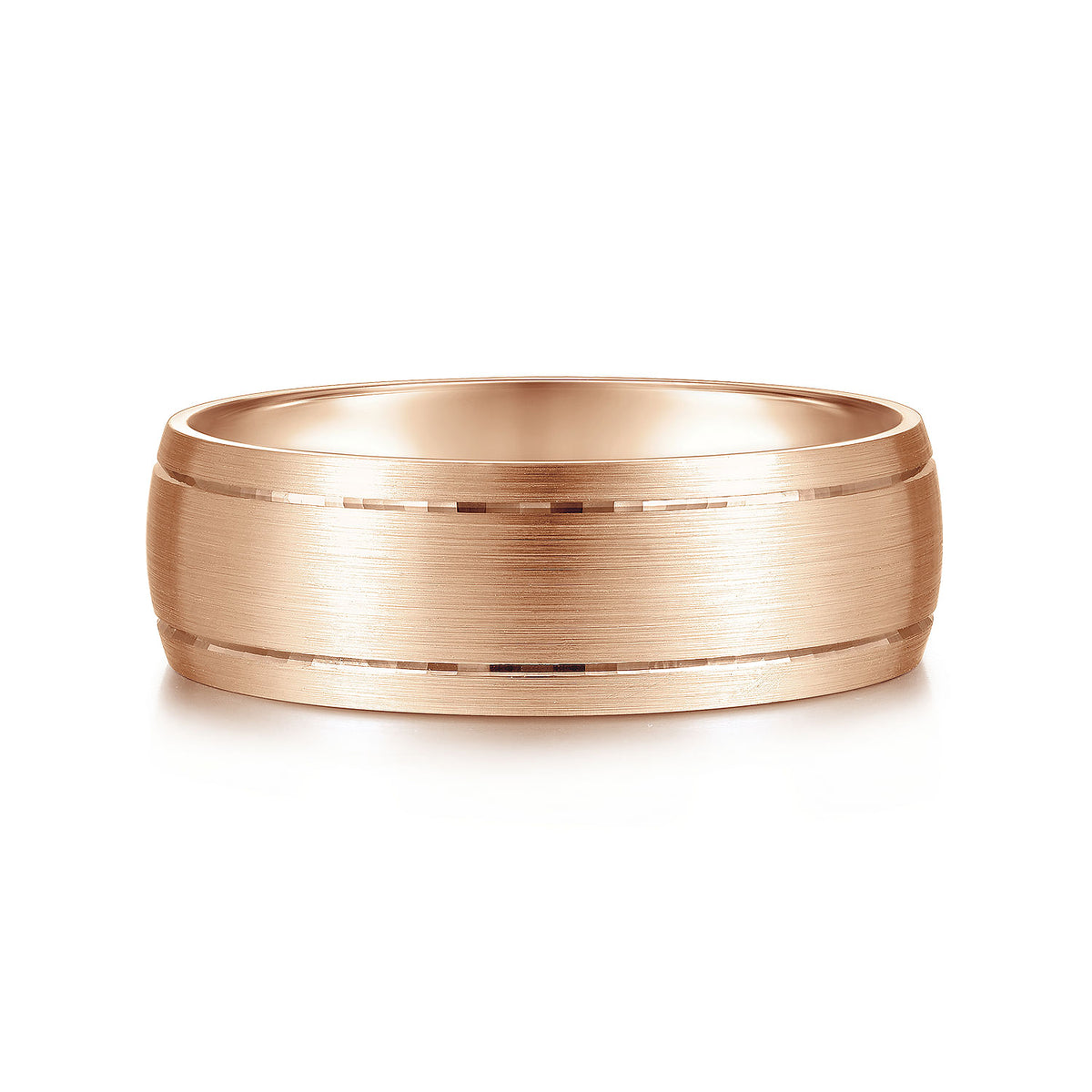 14K Rose Gold 7mm - Men&#39;s Wedding Band in Satin Finish