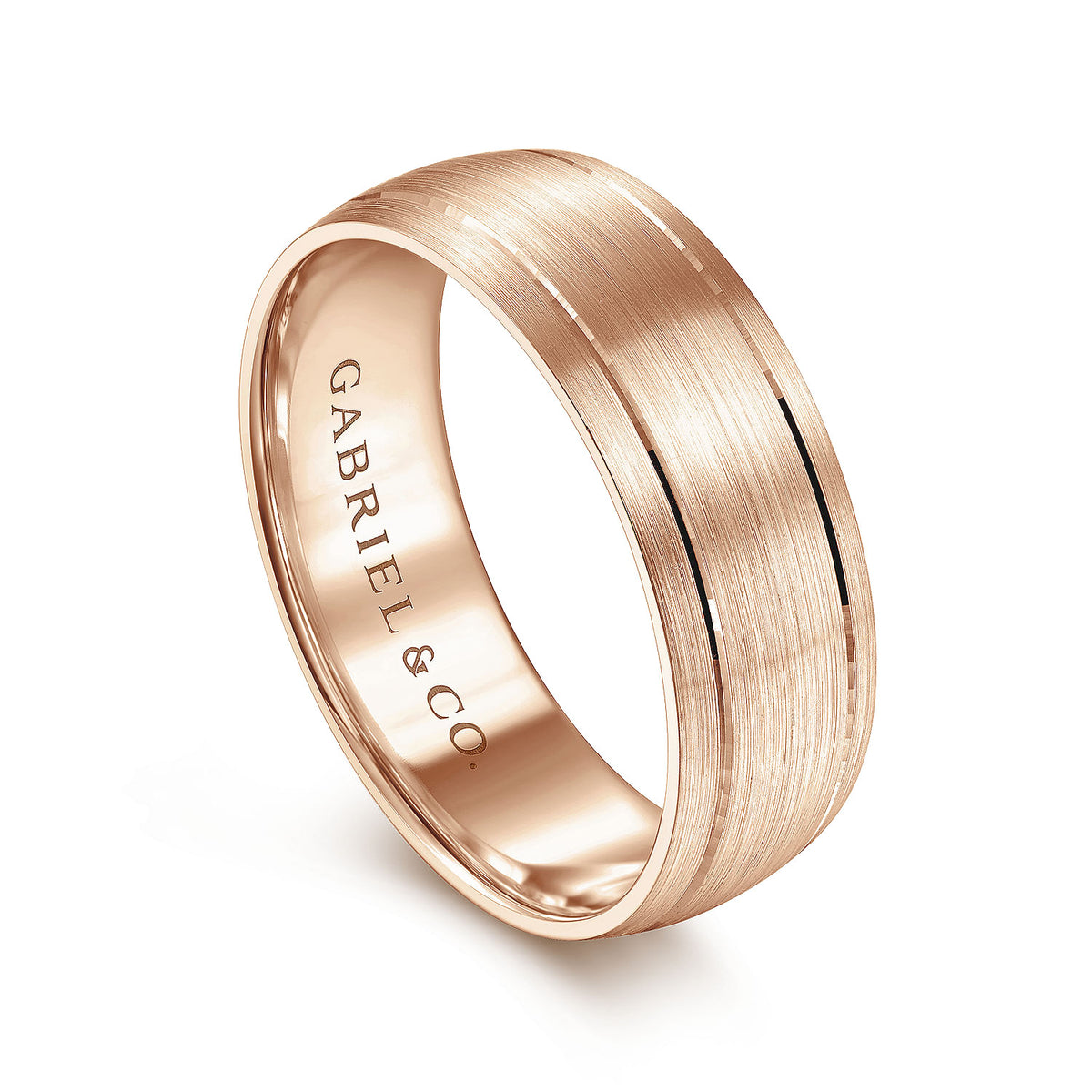 14K Rose Gold 7mm - Men&#39;s Wedding Band in Satin Finish