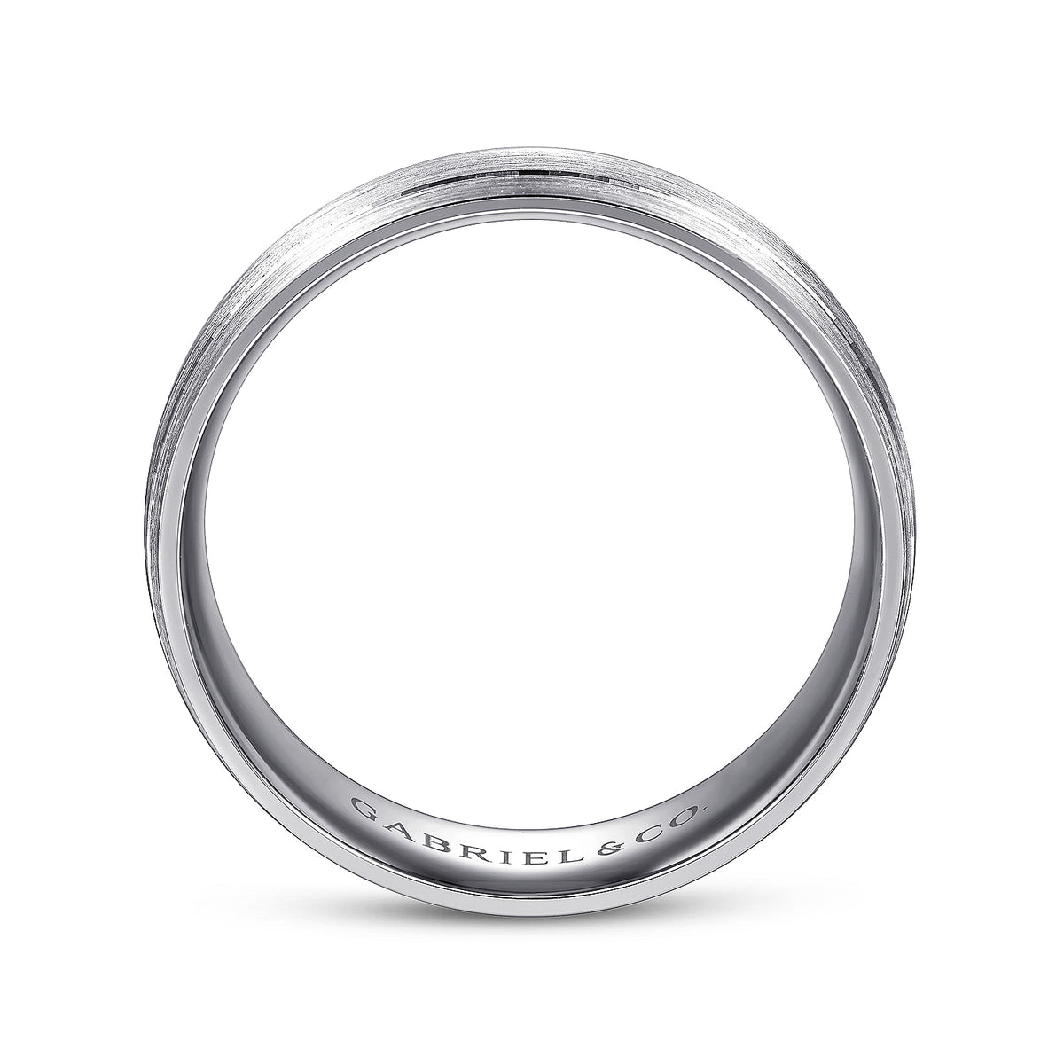 14K White Gold 7mm - Men&#39;s Wedding Band in Satin Finish