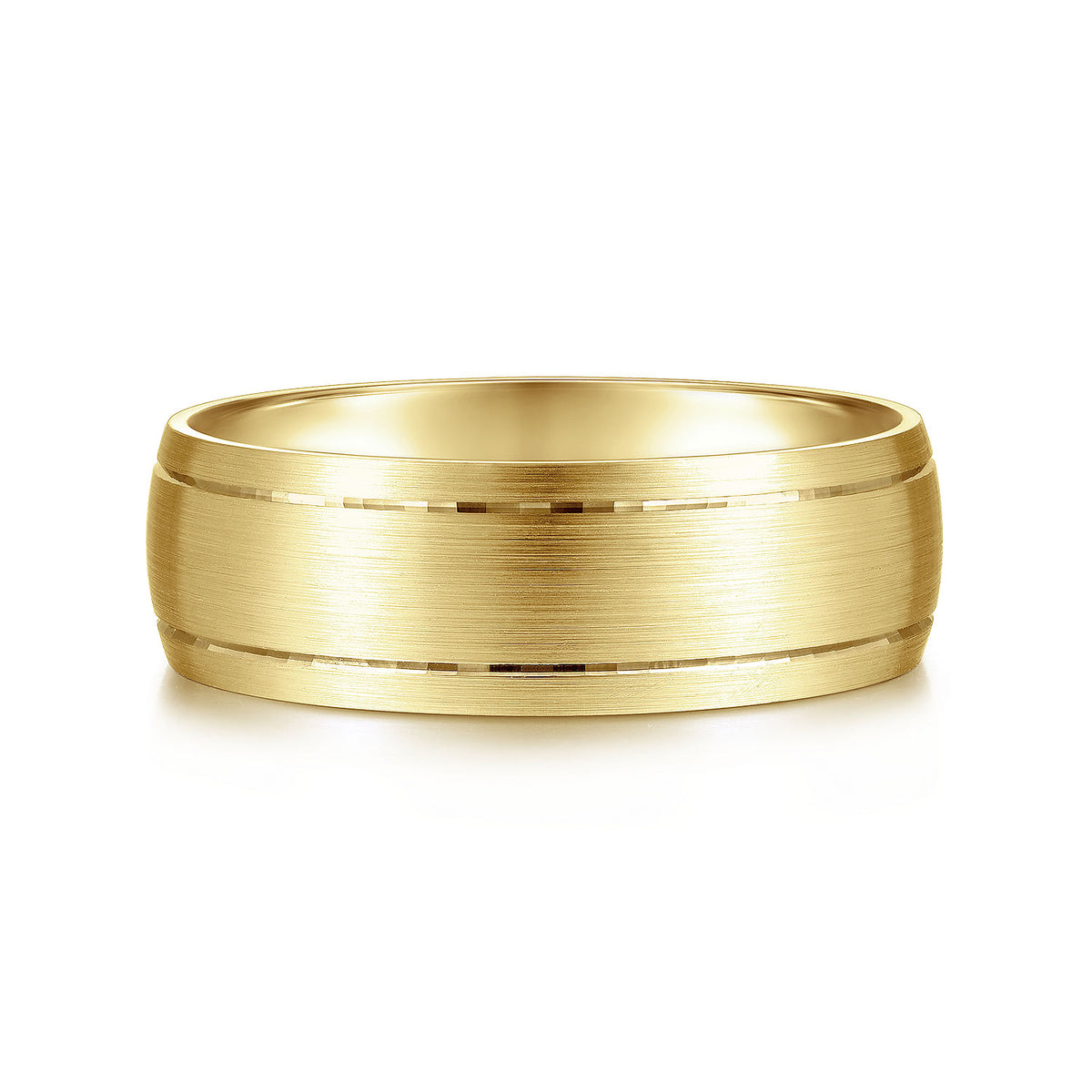 14K Yellow Gold 7mm - Men&#39;s Wedding Band in Satin Finish