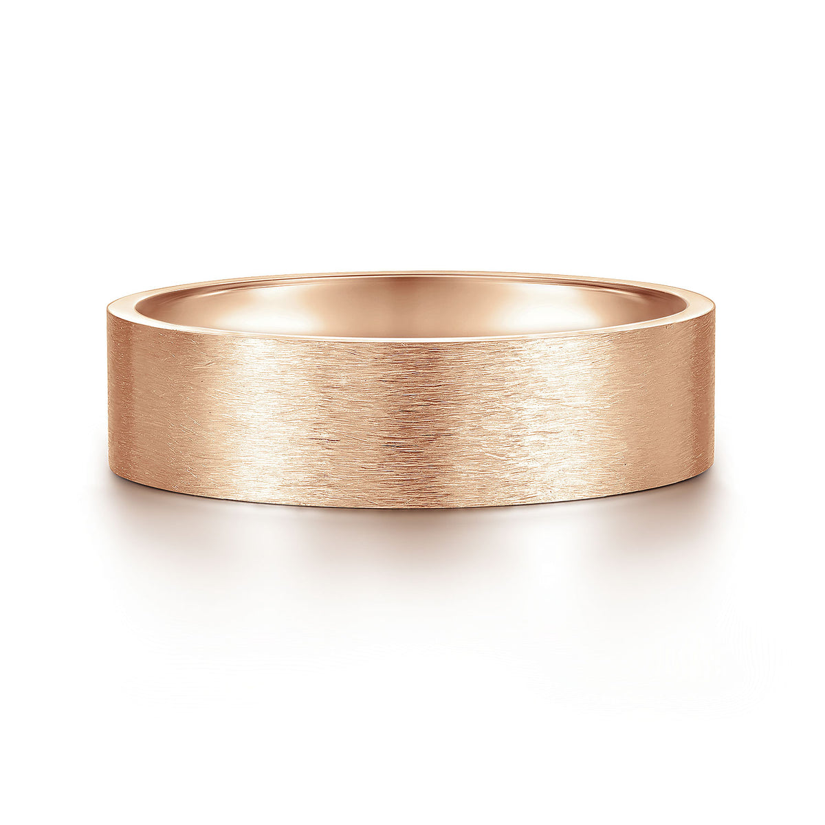 14K Rose Gold 6mm - Men&#39;s Wedding Band in Horizontal Brush Finish