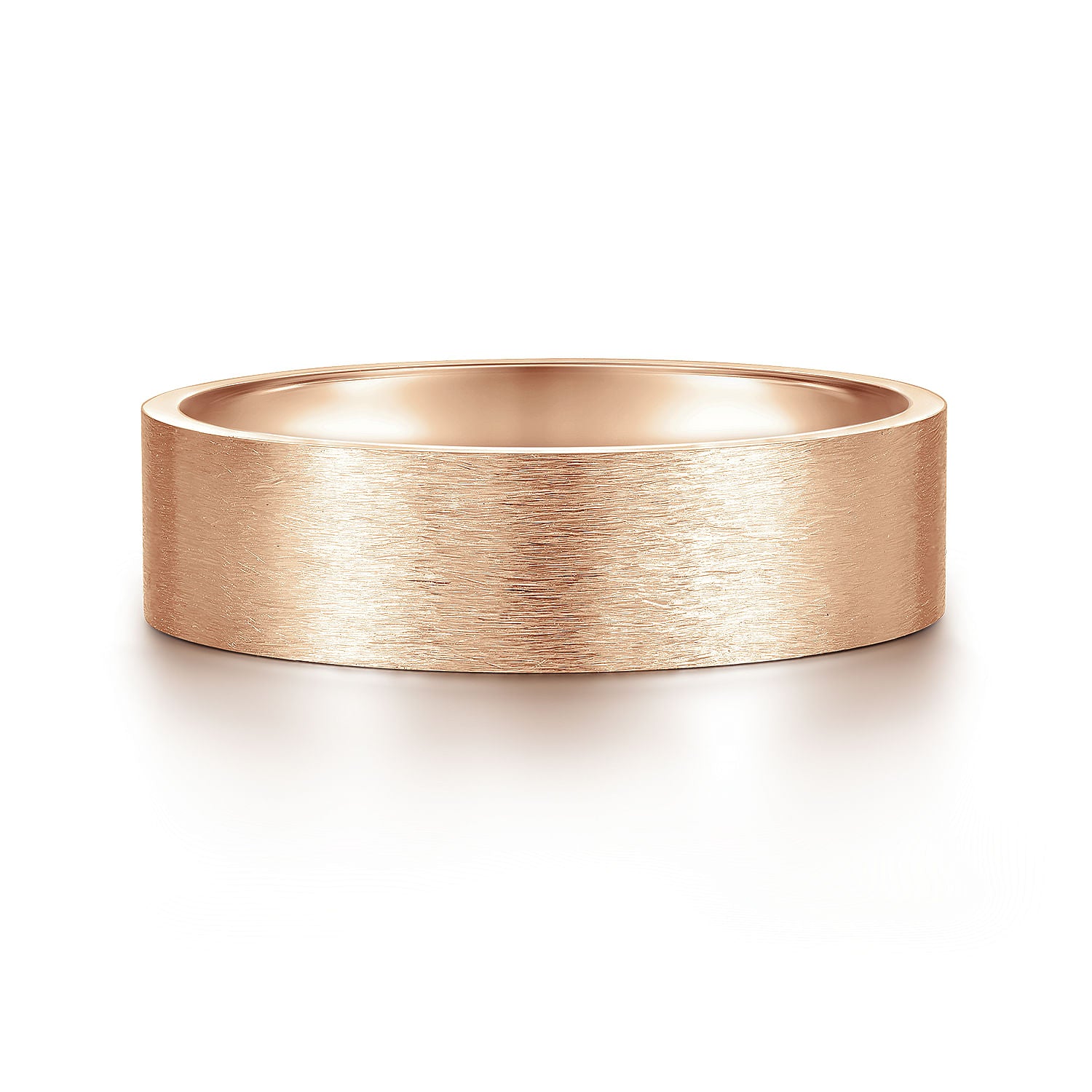 14K Rose Gold 6mm - Men's Wedding Band in Horizontal Brush Finish