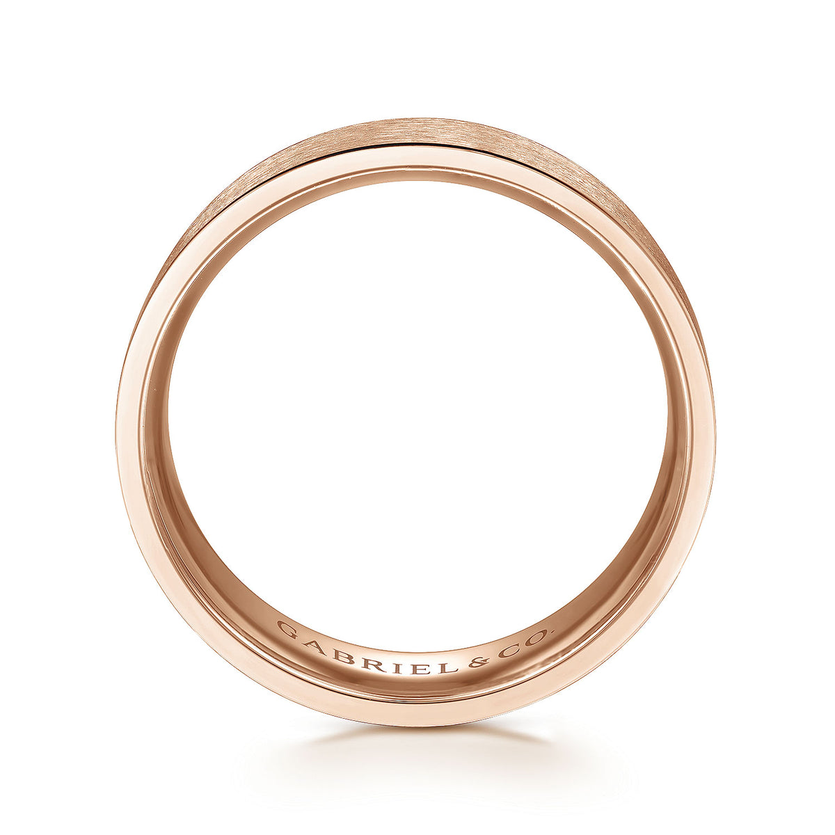 14K Rose Gold 6mm - Men&#39;s Wedding Band in Horizontal Brush Finish