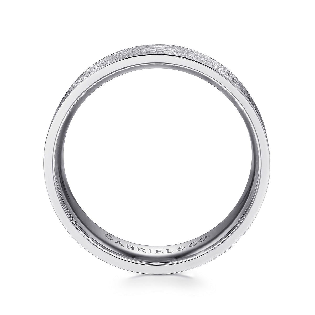 14K White Gold 6mm - Men&#39;s Wedding Band in Horizontal Brush Finish