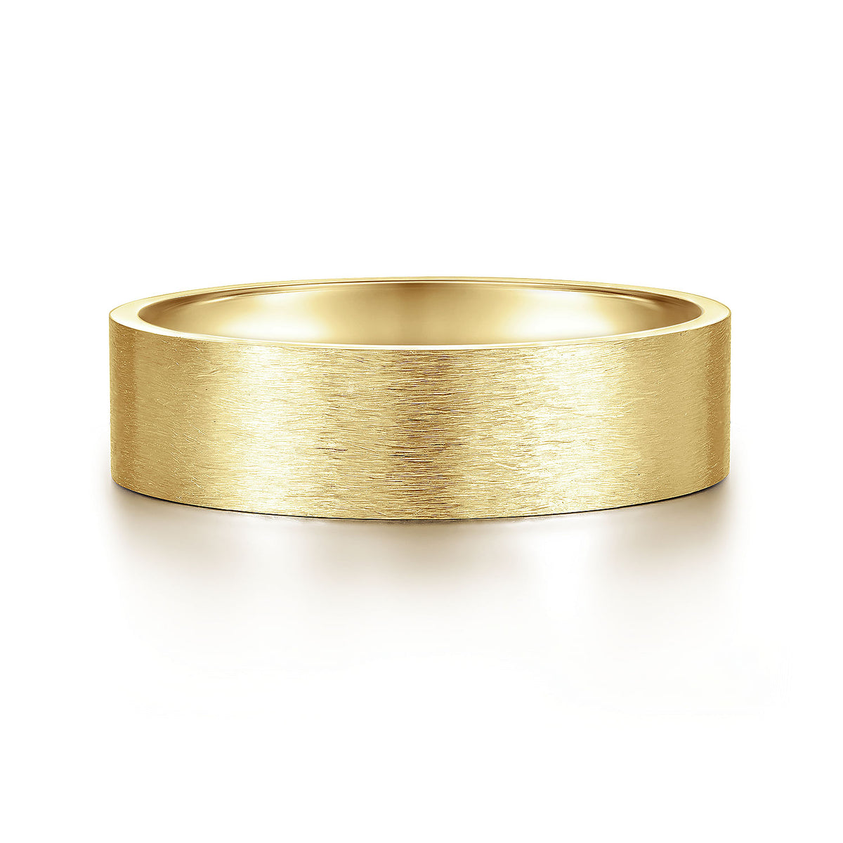 14K Yellow Gold 6mm - Men&#39;s Wedding Band in Horizontal Brush Finish