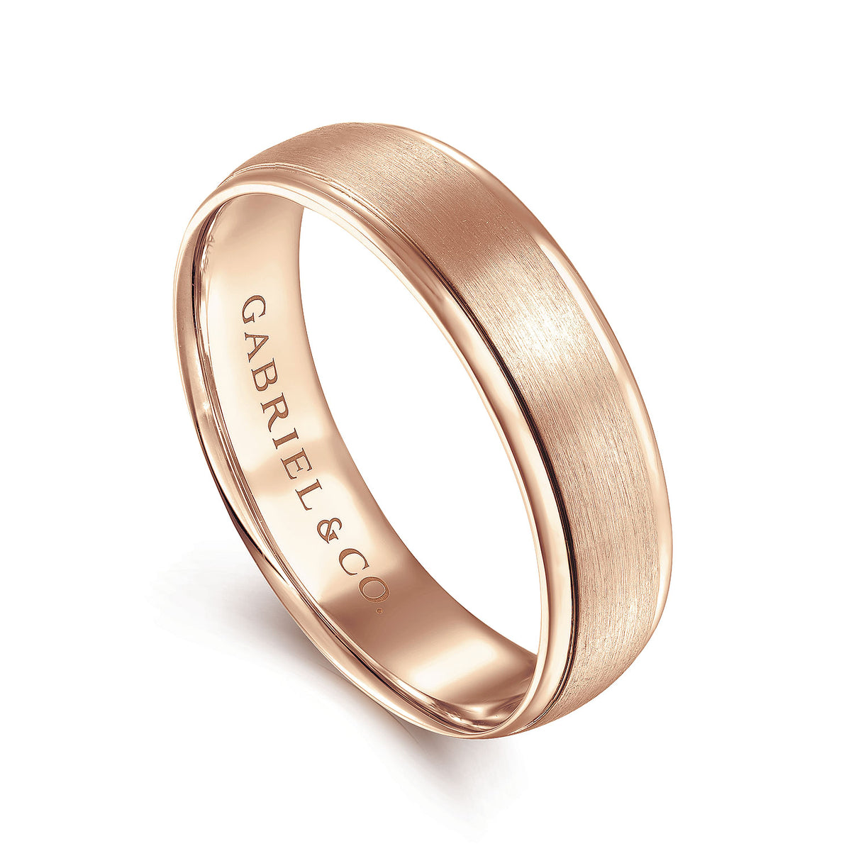 14K Rose Gold 6mm - Men&#39;s Wedding Band in Satin Finish