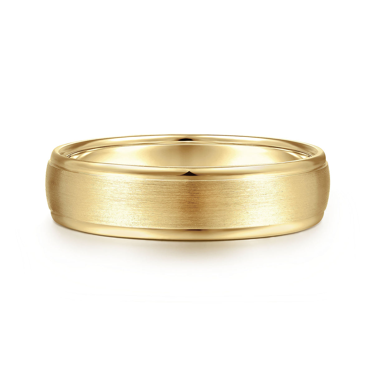 14K Yellow Gold 6mm - Men&#39;s Wedding Band in Satin Finish