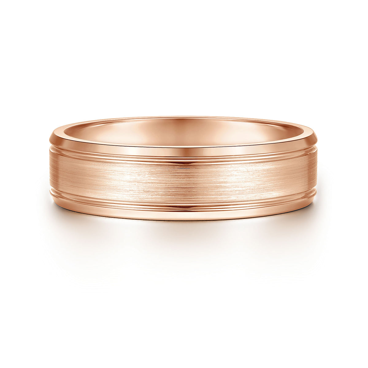 14K Rose Gold 6mm - Men&#39;s Wedding Band in Satin Finish