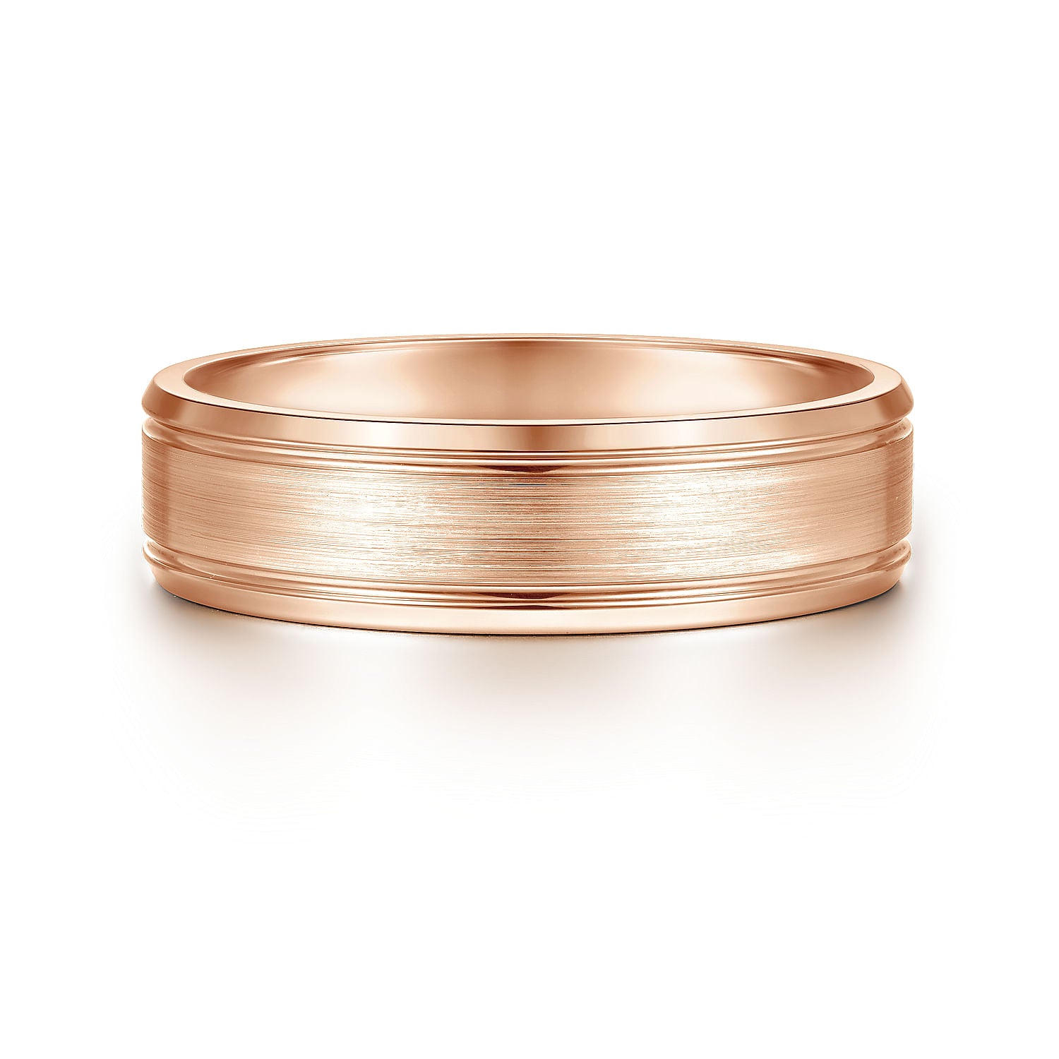 14K Rose Gold 6mm - Men's Wedding Band in Satin Finish