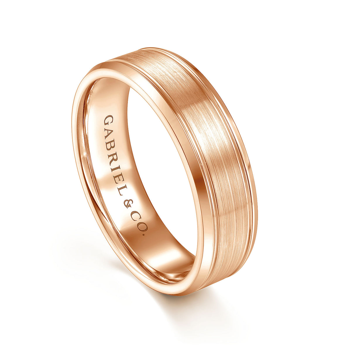 14K Rose Gold 6mm - Men&#39;s Wedding Band in Satin Finish