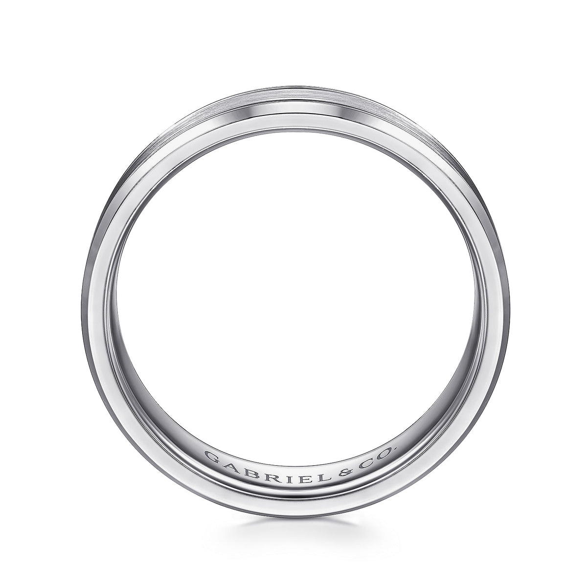14K White Gold 6mm - Men&#39;s Wedding Band in Satin Finish