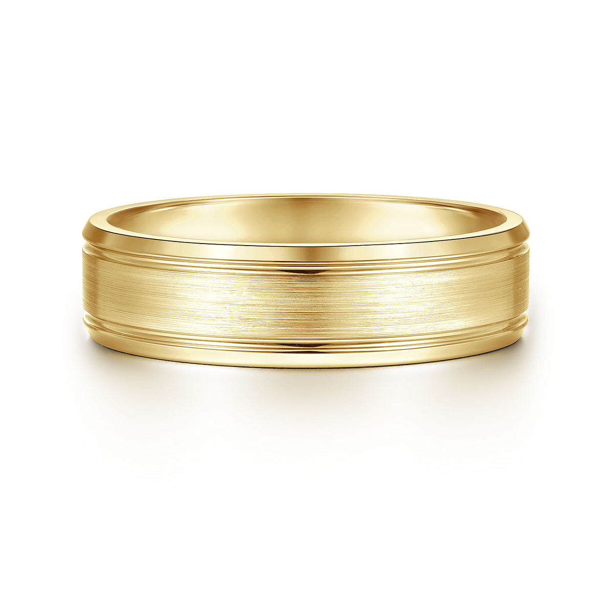 14K Yellow Gold 6mm - Men&#39;s Wedding Band in Satin Finish